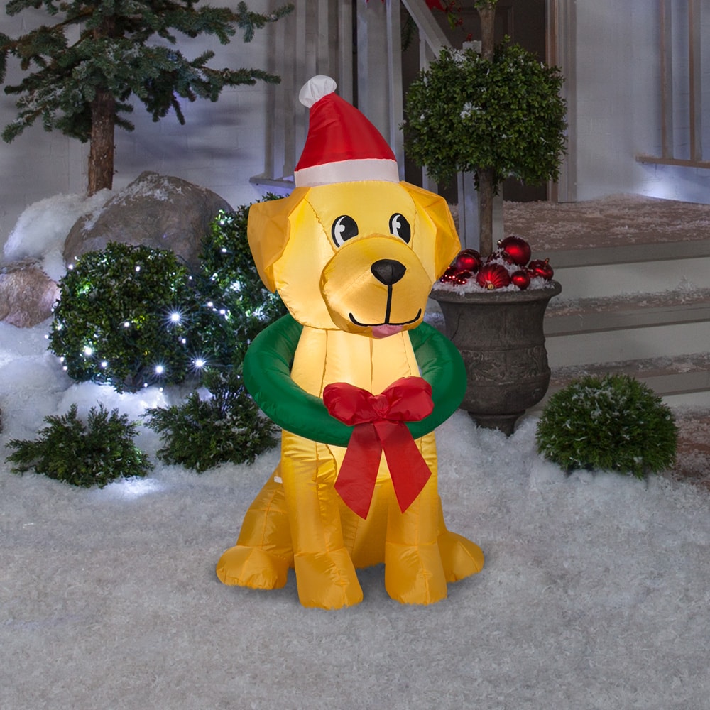 Gemmy 3.5-ft Lighted Dog Christmas Inflatable at Lowes.com