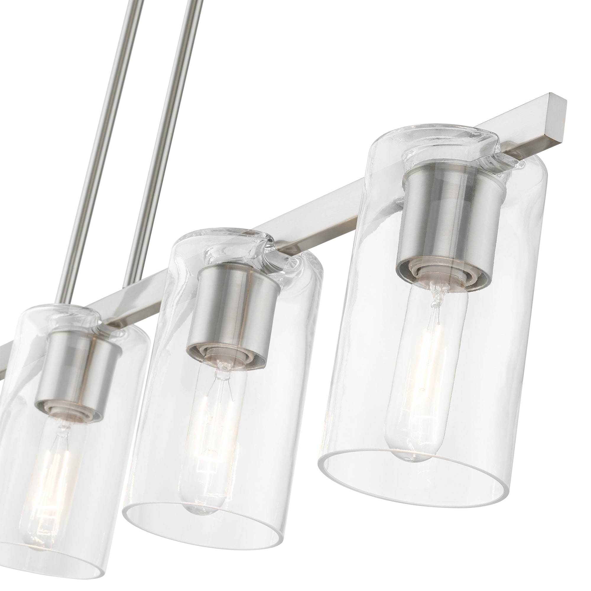 Clarion Brushed Nickel and Clear Glass 5-Light Linear Chandelier