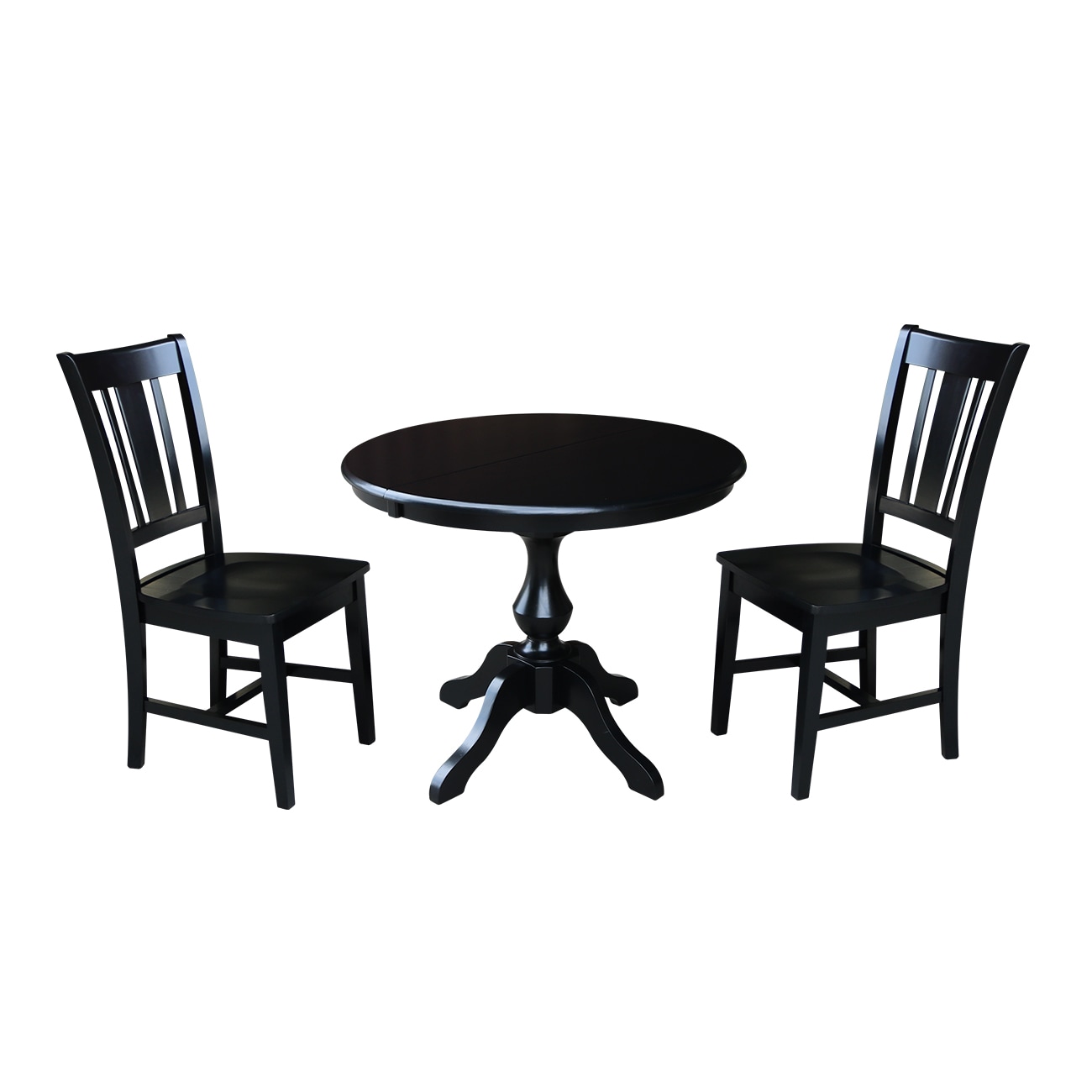 International Concepts K46-36RXT-11B-C10-2 Black Traditional Dining Room Set with Round Table (Seats 2)