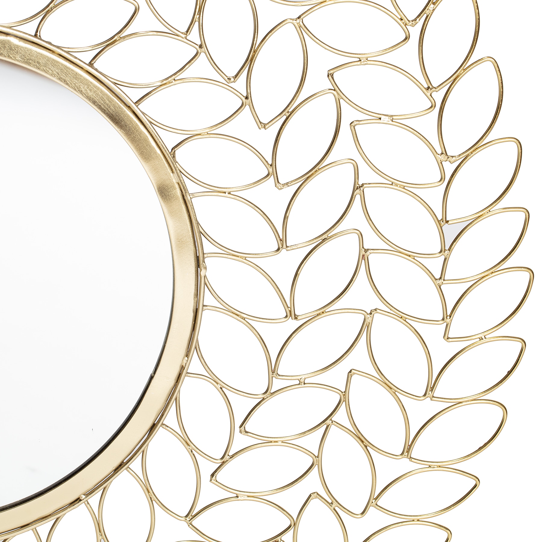 Gold Leaf Round Metal Framed Wall Mirror, 28"