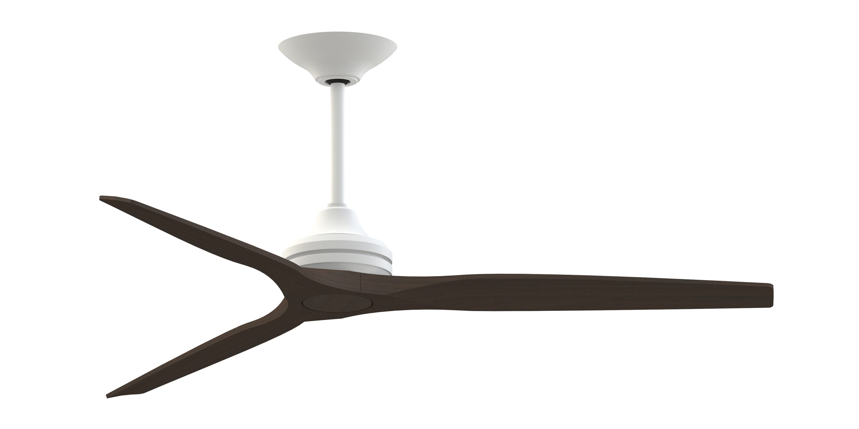 Fanimation FPD6721BMW-64DWA Spitfire 64-in Outdoor Smart Matte White with Dark Walnut Blades Propeller Ceiling Fan Light Kit Compatible - Remote Included ( 3 -Blade )