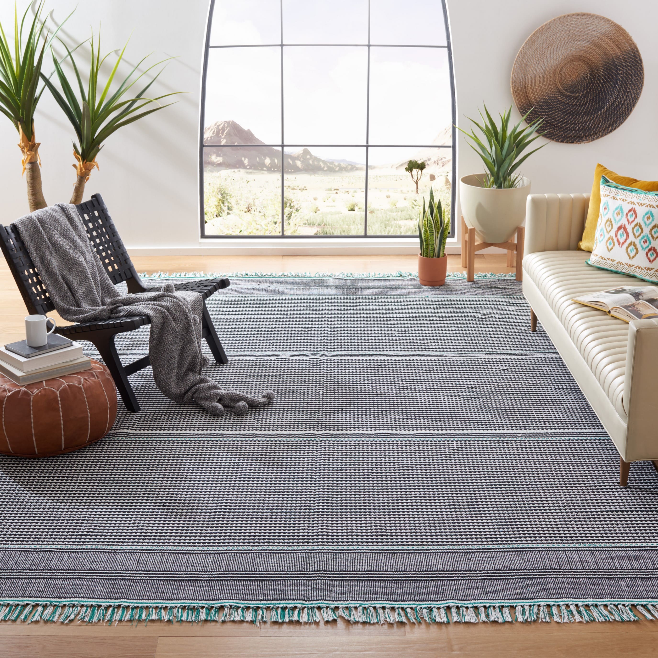 Safavieh MTK607Q-3 Montauk Avalon 3 x 5 (ft) Synthetic Teal/Multi Rectangular Indoor Coastal Throw rug