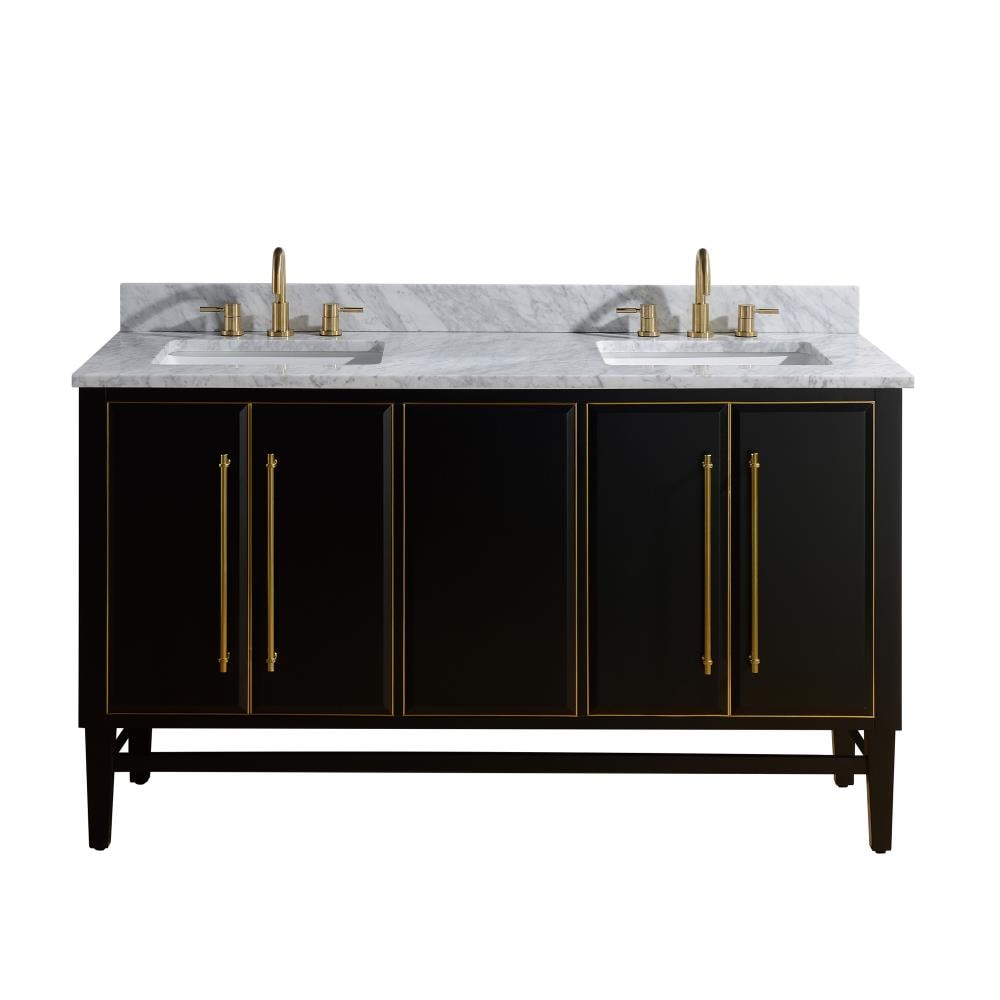 Avanity MASON-VS61-BKG-C Mason 60-in Black Undermount Double sink Bathroom Vanity with Carrara White Marble Top