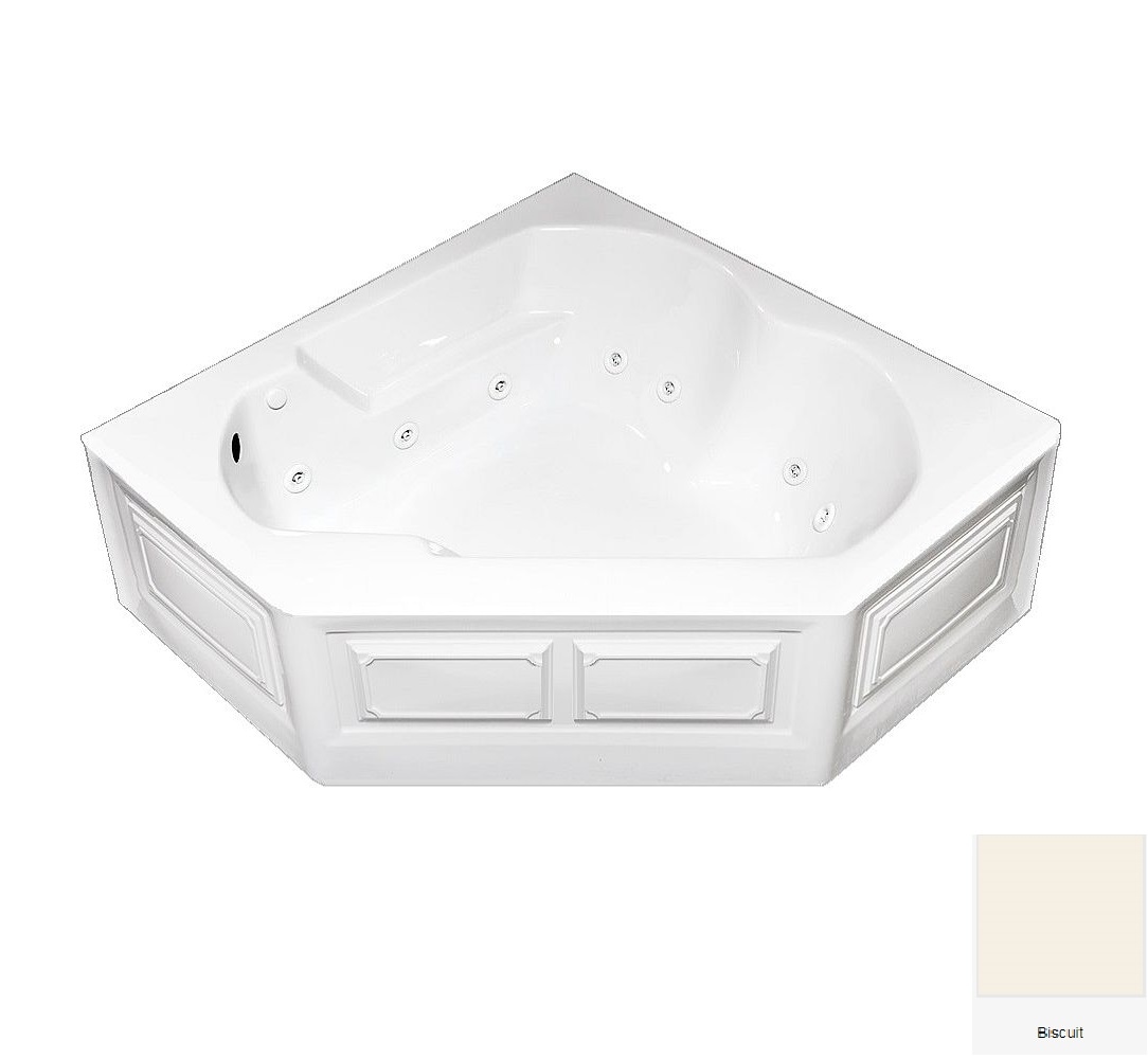 Laurel Mountain 6060DPWASL528 Dual Corner Plus Skirted 59.625-Inches x 59.625-Inches Biscuit Acrylic Corner Alcove Whirlpool and air bath combination tub ( Left Drain )