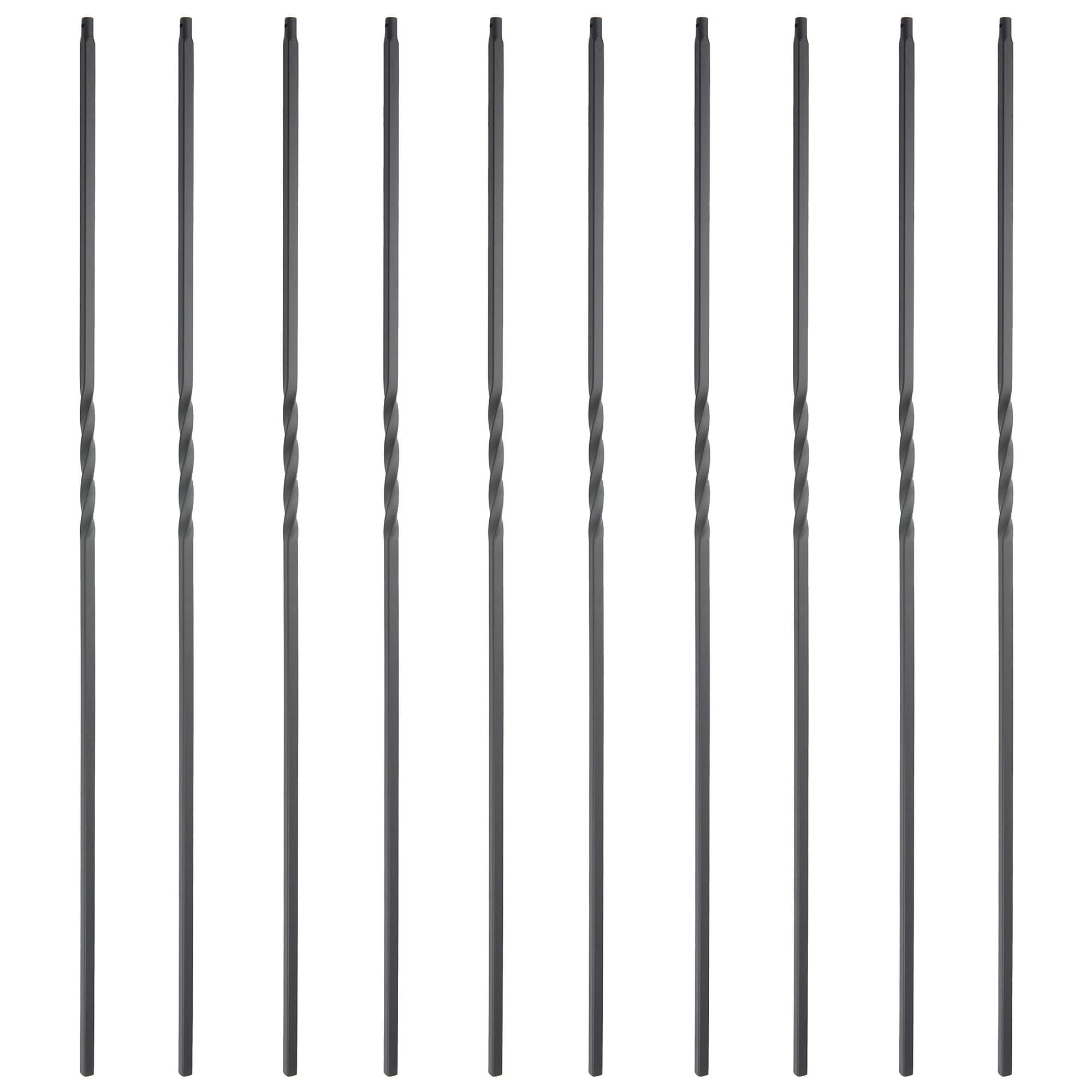 Misopily  Single Twist Half Inch Square Forged Iron Stair Balusters for Deck Handrail Railing Staircase Banister Balustrade 44 Inches 10 Pack