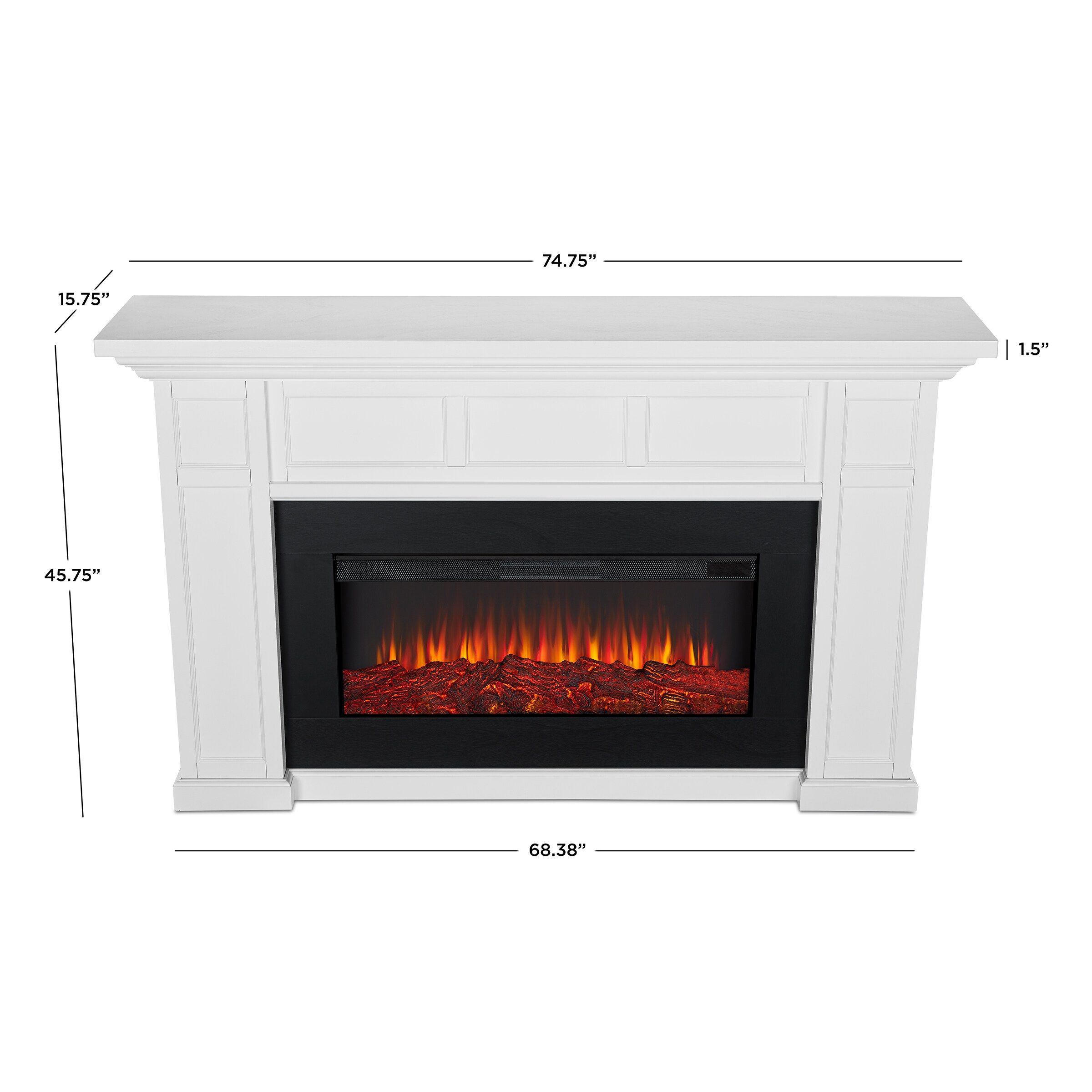 Real Flame 74.75-in W White Fan-forced Electric Fireplace in the ...