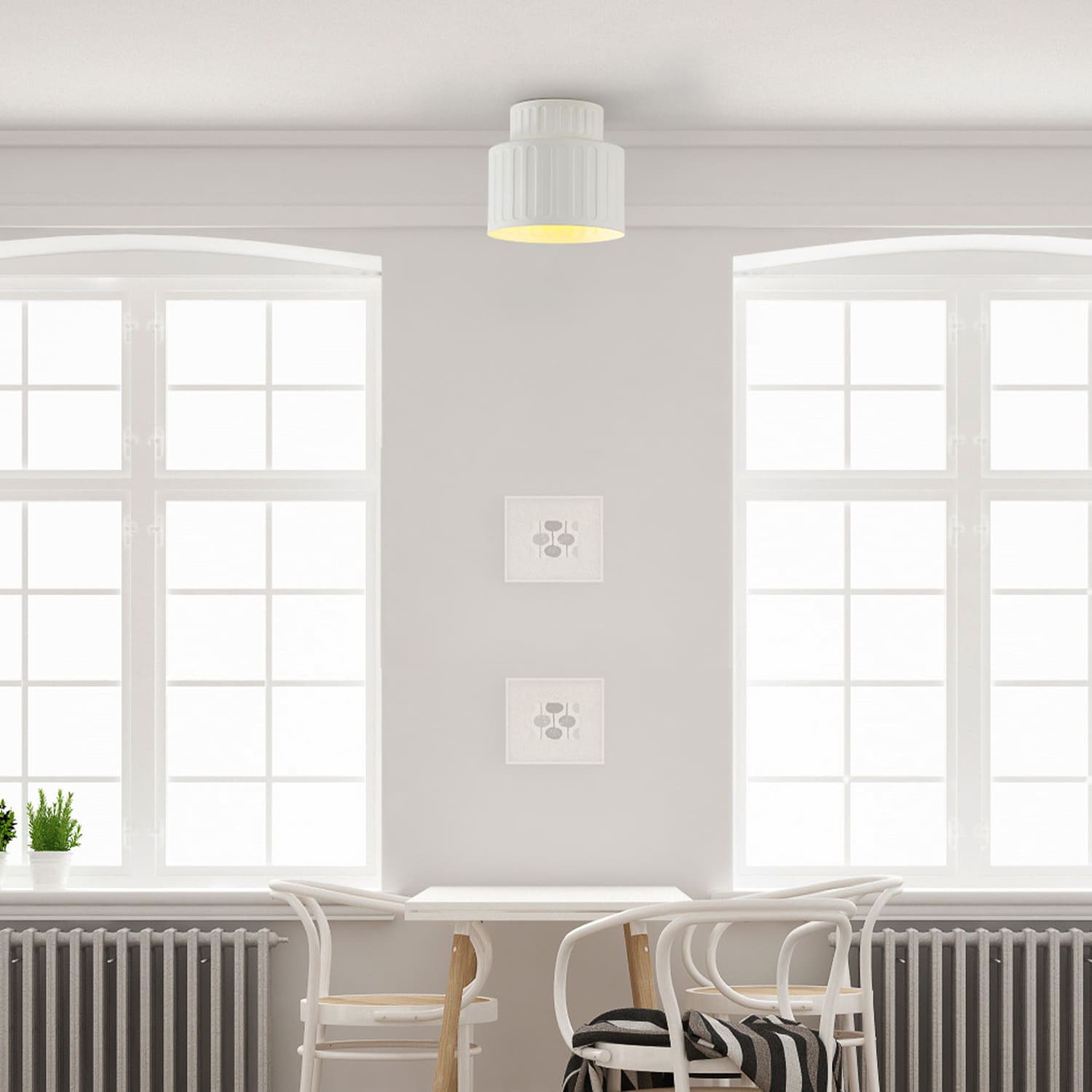 Globe Electric 91009828 1 -Light 8-in Matte Off-white Flush Mount Light