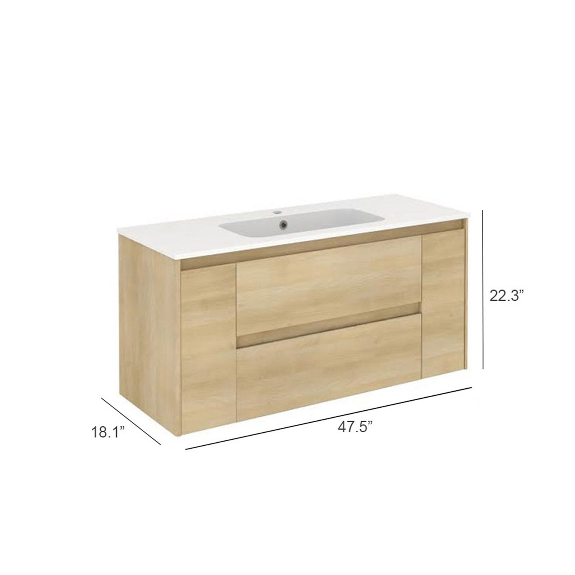 WS Bath Collections Ambra 48-in Nordic Oak Single Sink Floating ...