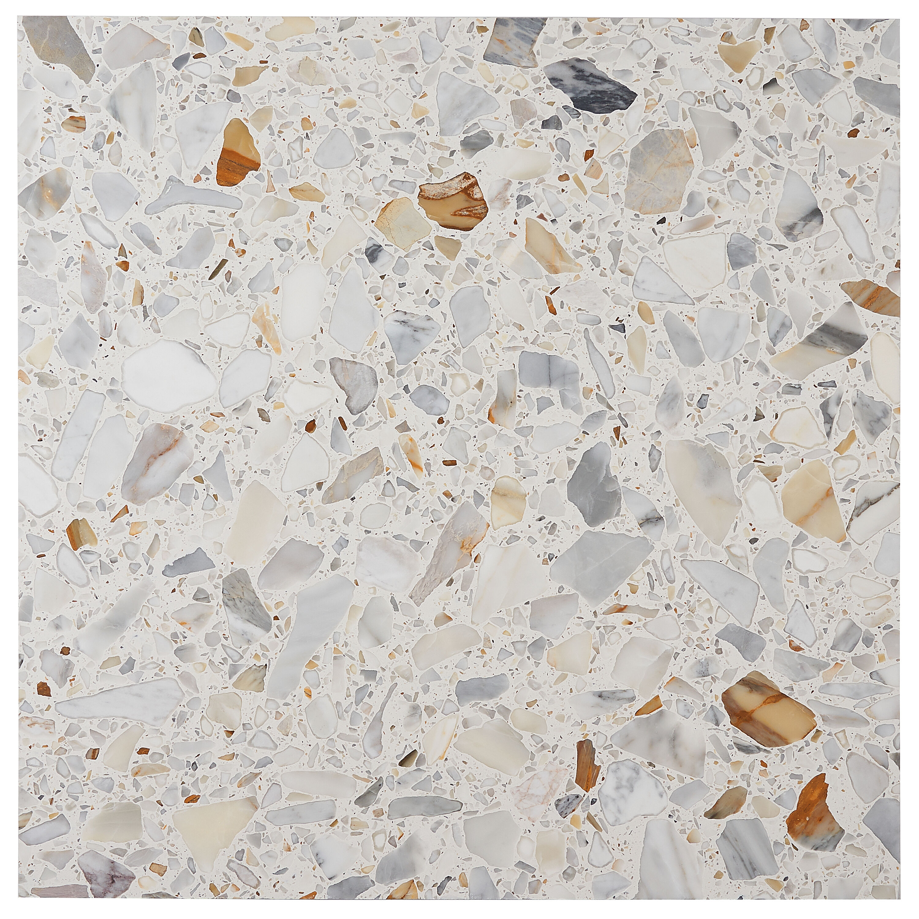 Calacatta White/Cream Large Format Honed Terrazzo Floor and Wall Tile
