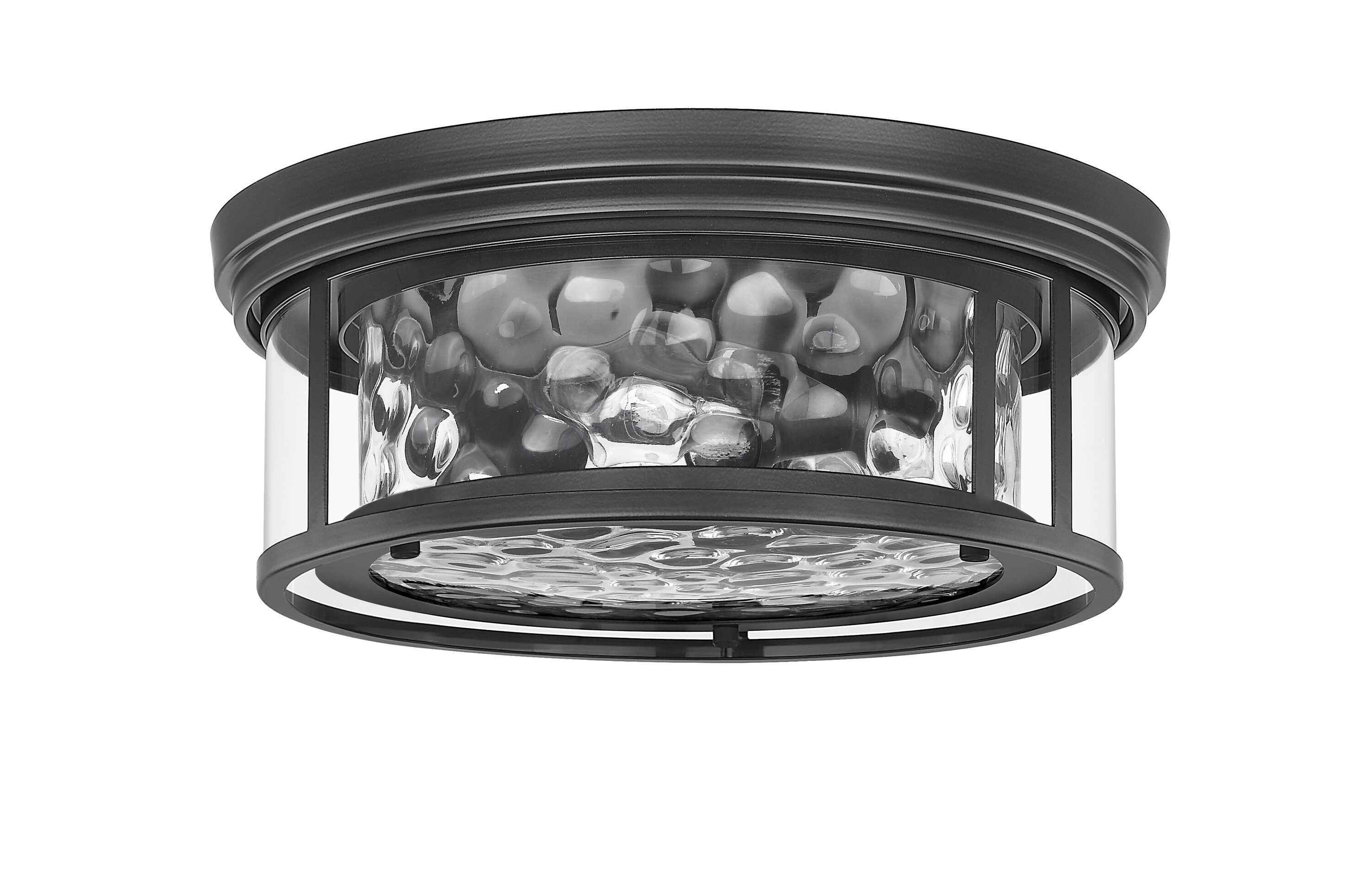 Matte Black and Clear Glass 3-Light Flush Mount Fixture