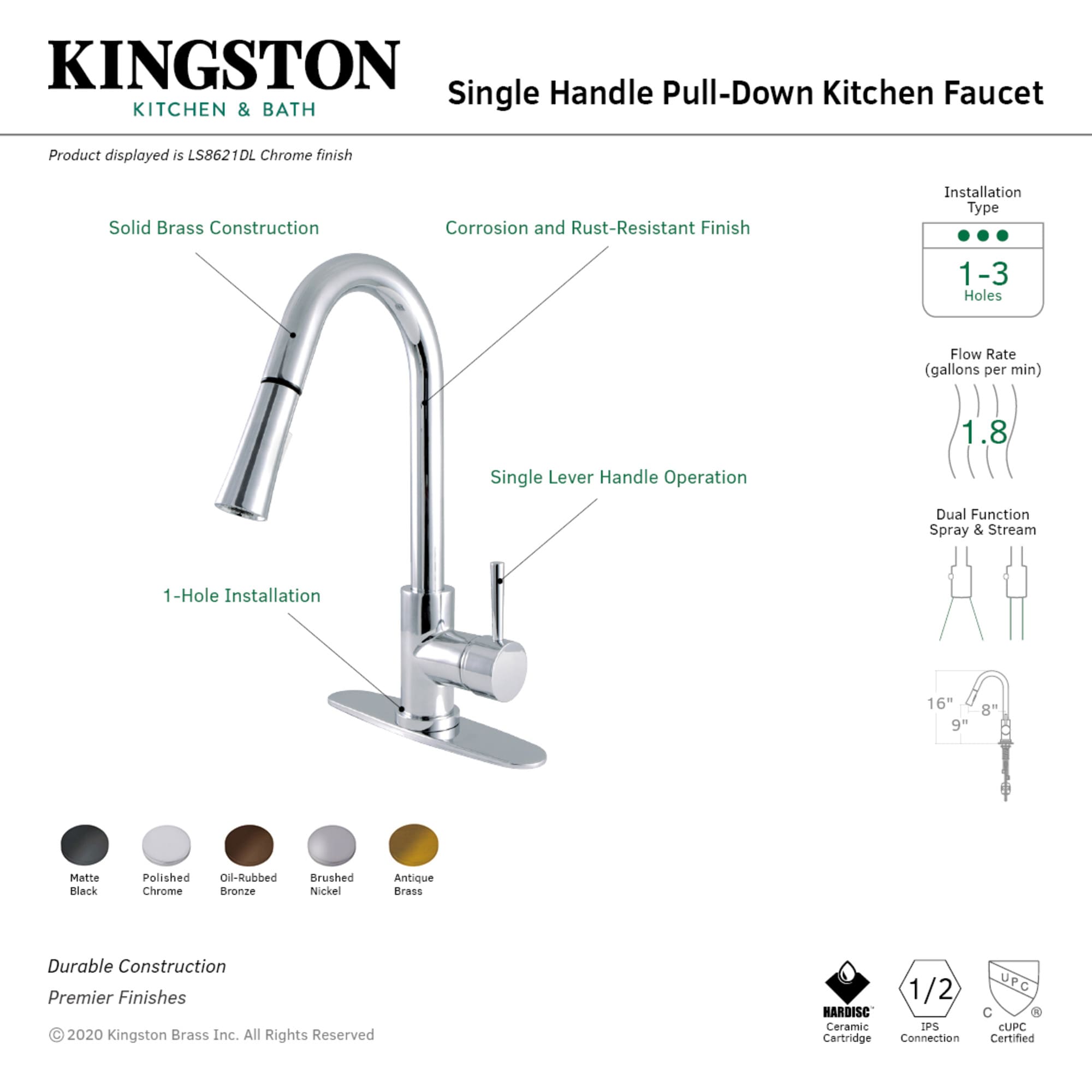 Kingston Brass WLLS8620DL Kitchen-Faucets - View #3