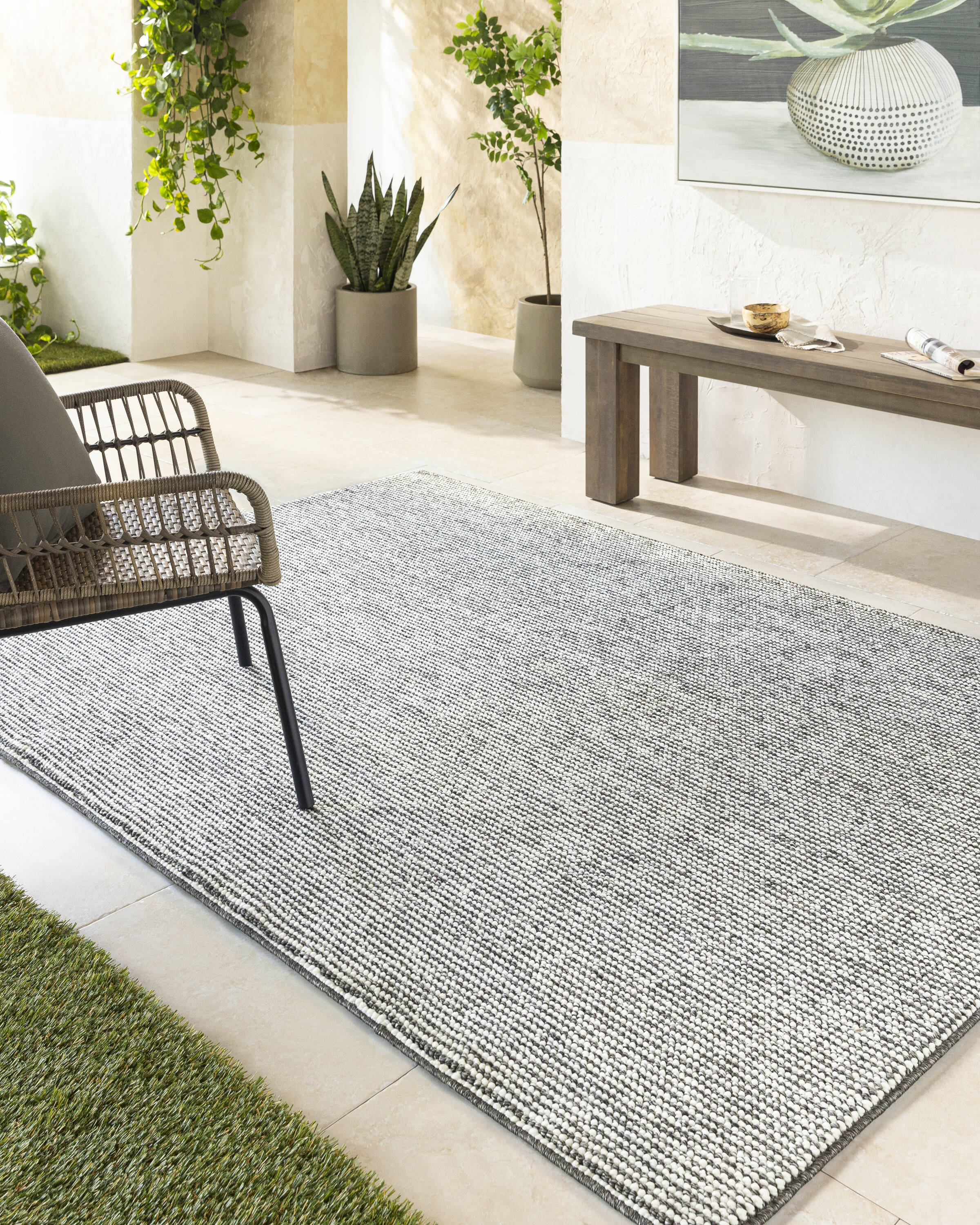 Livabliss BCR2301-679 Bouclair 7 x 9 (ft) Polyester Medium Gray Rectangular Indoor Solid Mid-Century Modern Area rug