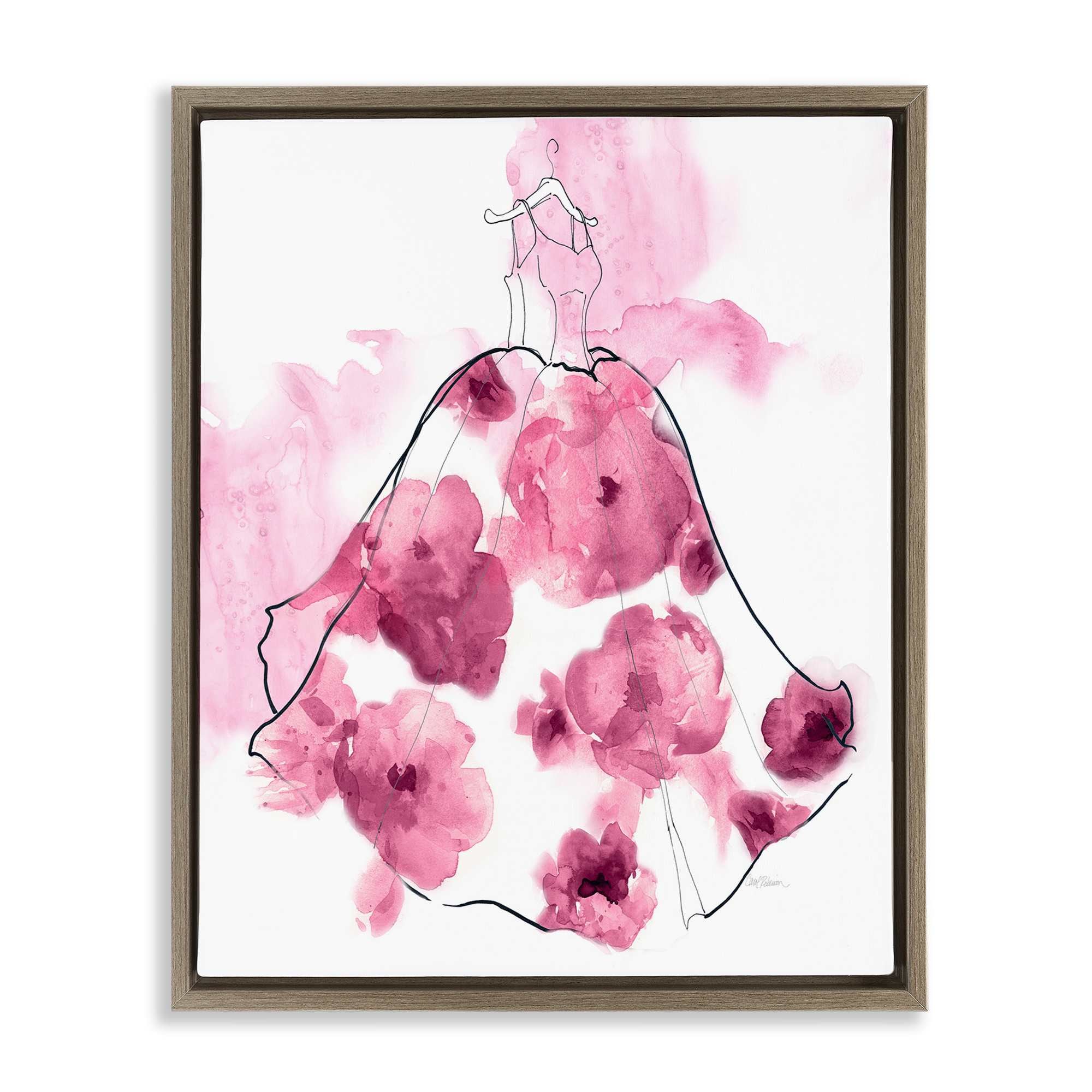 Stupell Industries BT-971-FFE-24X30 Alluring Flower Dress Abstraction Floating Frame design by Carol Robinson
