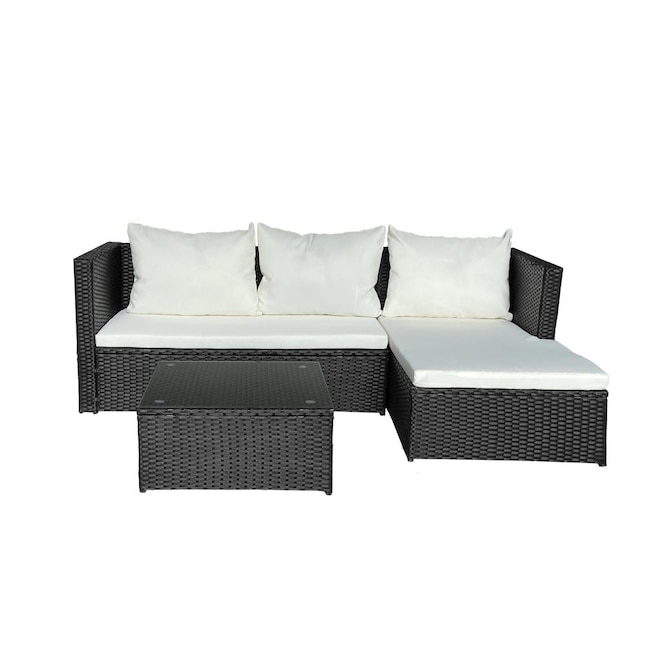 Kumo Wicker Outdoor Sectional Off White, Outdoor Wicker Sofa Without Cushions