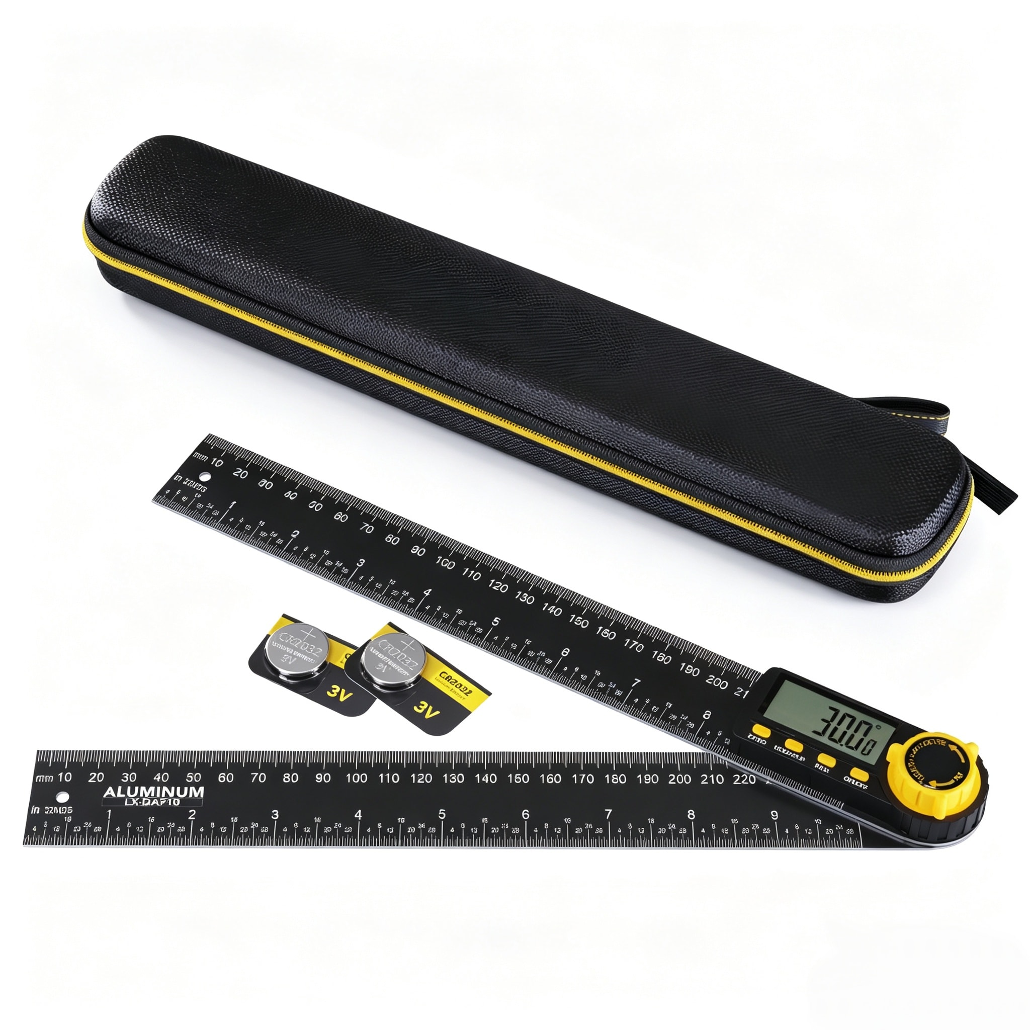 10 in. Aluminum Digital Angle Finder Gauge with Multi-Purpose XL Display and Rugged Zippered Pouch for Measuring Angles and Levels (1-Pack) #LS12G9W