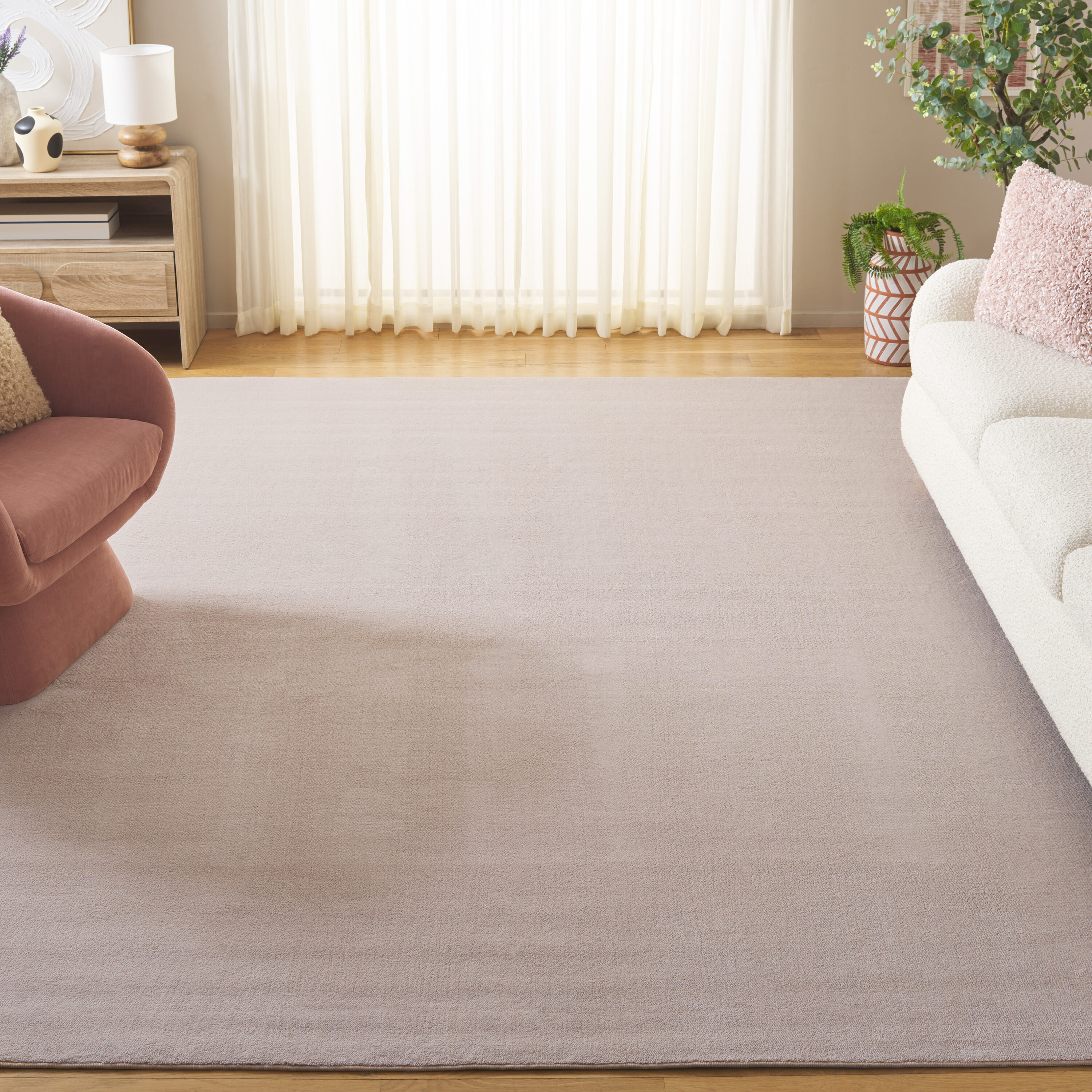 Loft 300 8 x 10 (ft) Loomed Polyester Beige Rectangular Indoor Solid Spot Clean Only Area rug