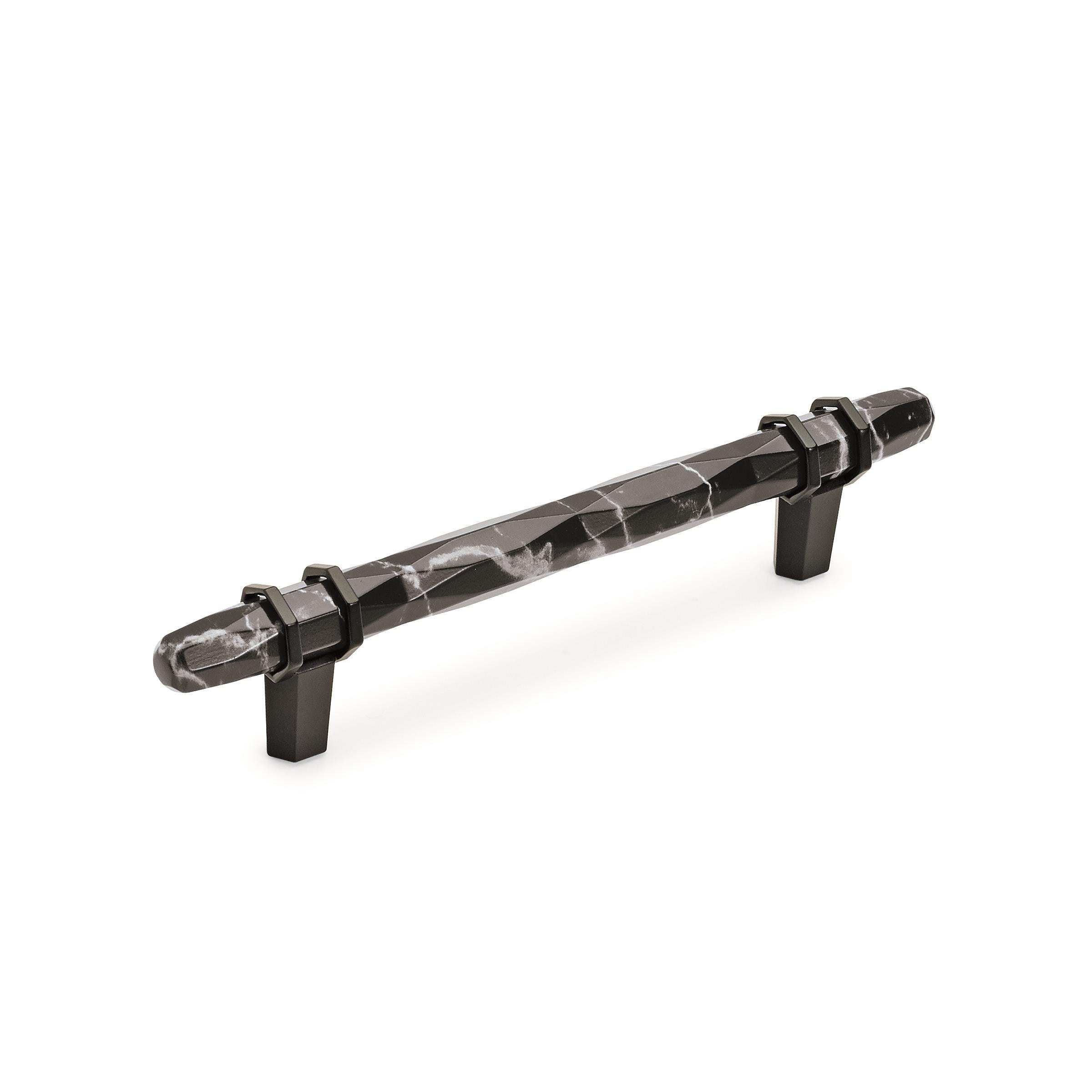 Amerock BP36649MBKBBR Carrione 5-1/16-in , 128mm Center to Center Marble Black/Black Bronze Cylindrical Bar