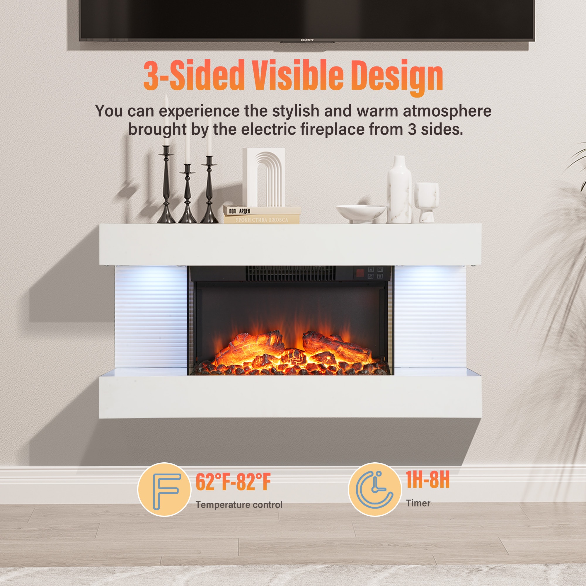 Clihome CL-TV01-WH Electric-Fireplaces - View #8