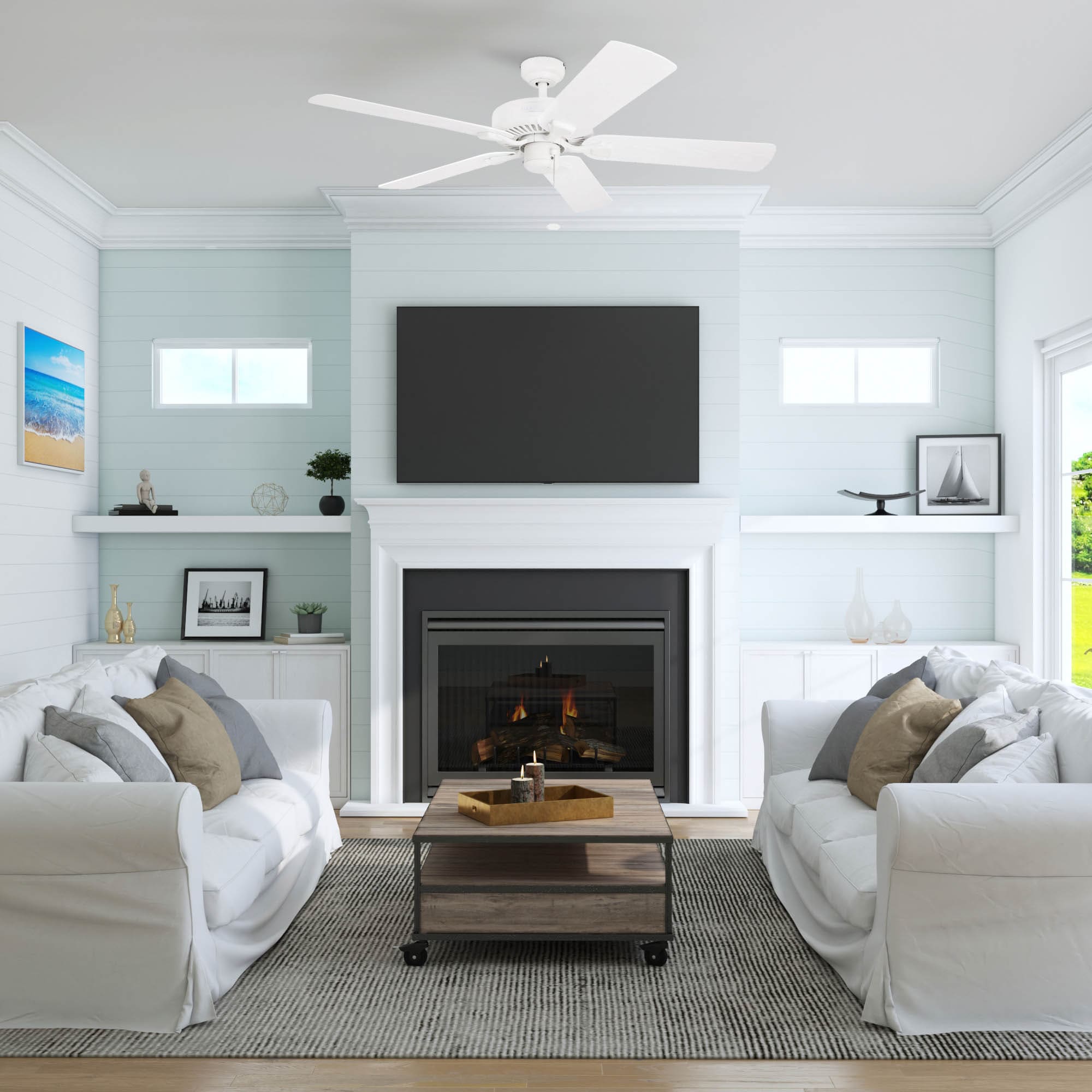 Belmar 52-Inch White Satin Finish Ceiling Fan with 5 Blades