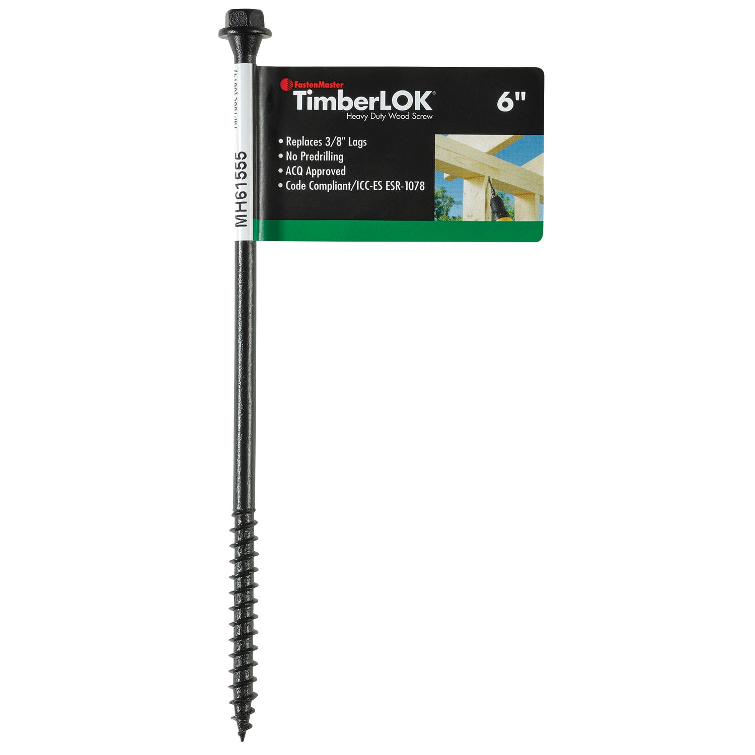 TimberLOK  by FastenMaster FMTLOK06-INDY 6-in Black Ecoat Hex -Head Exterior Structural wood screws