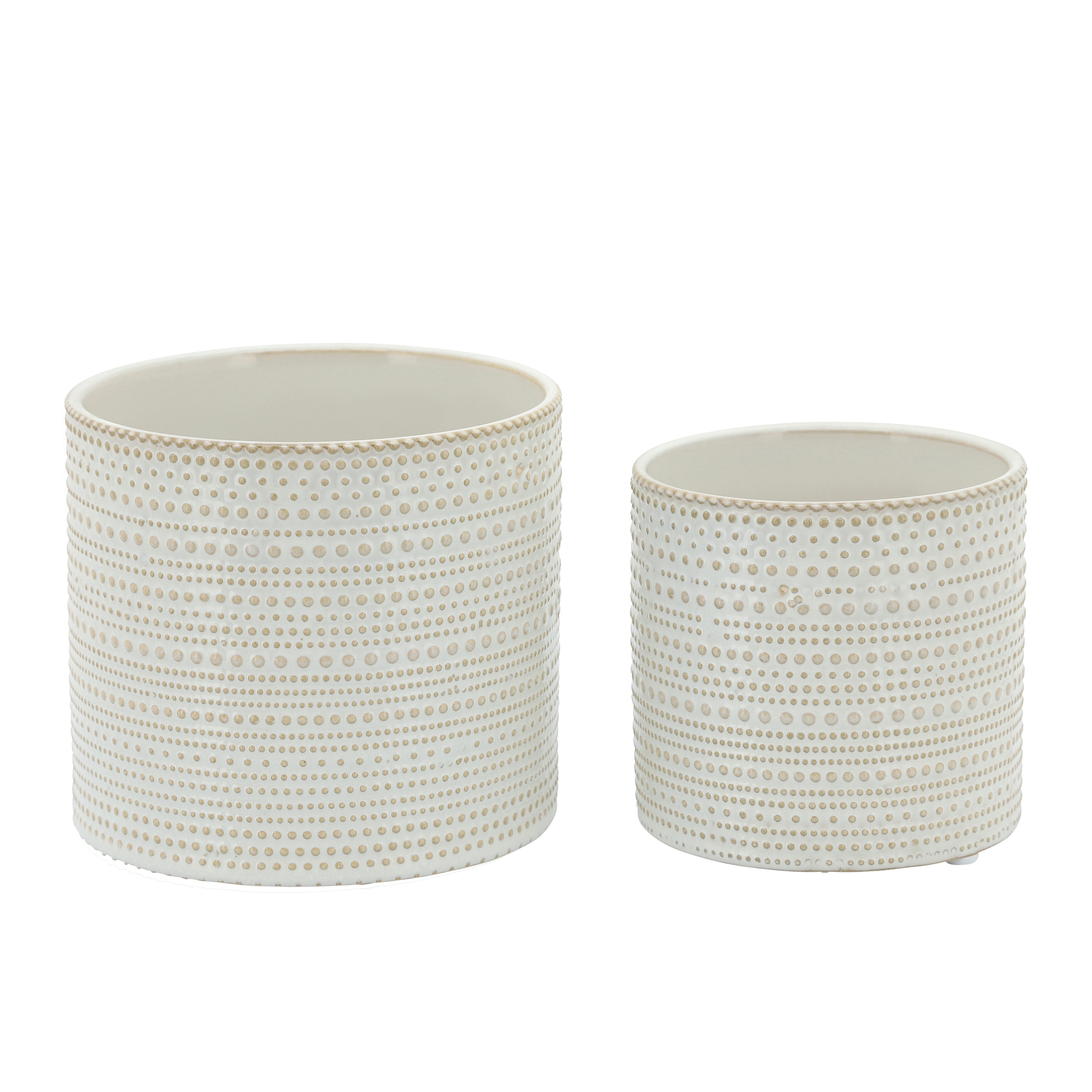 Sagebrook Home 15351-02 Round 7-in W x 6-in H Off-white Ceramic Indoor/Outdoor Planter