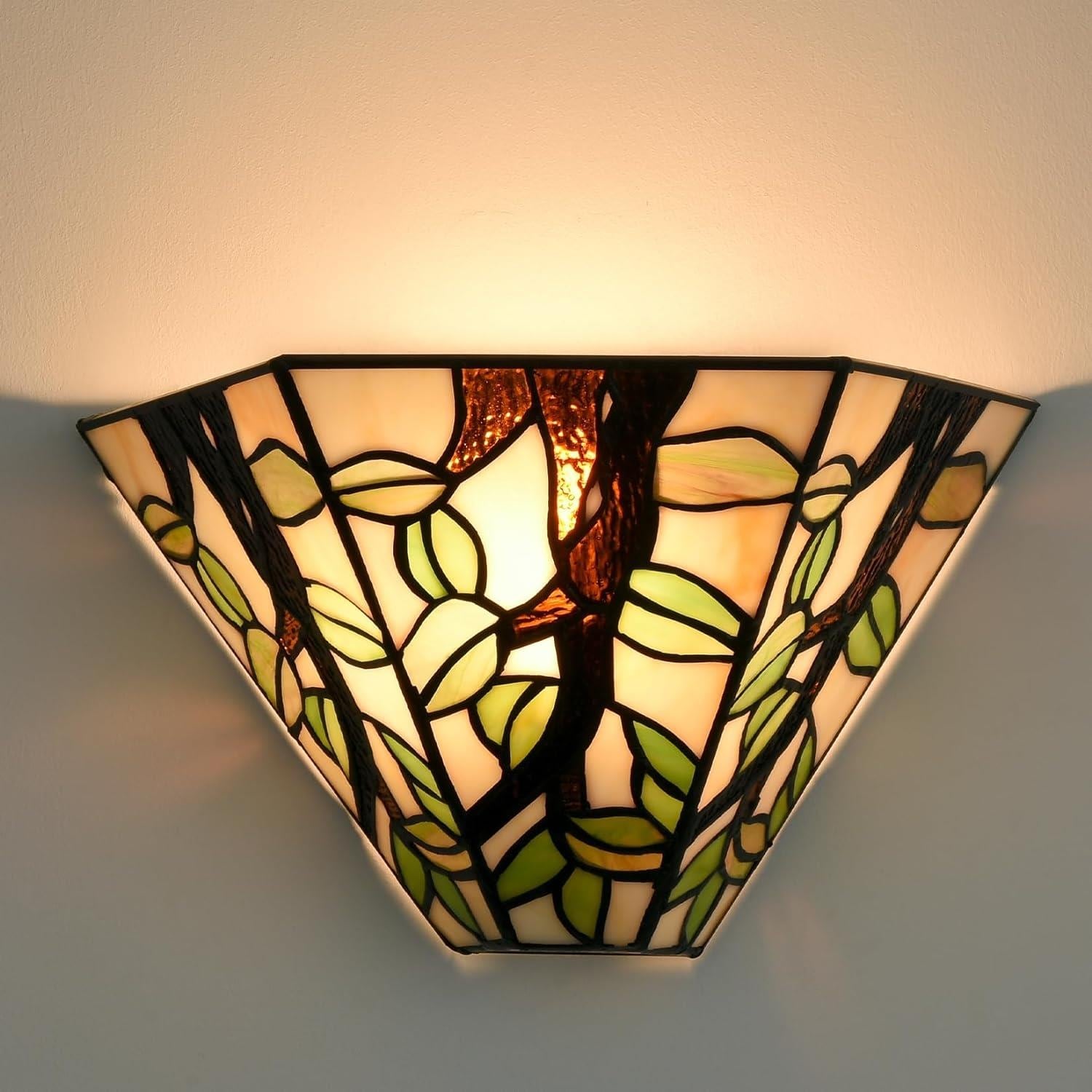 Tiffany Style Black Copper Glass Wall Sconce Light