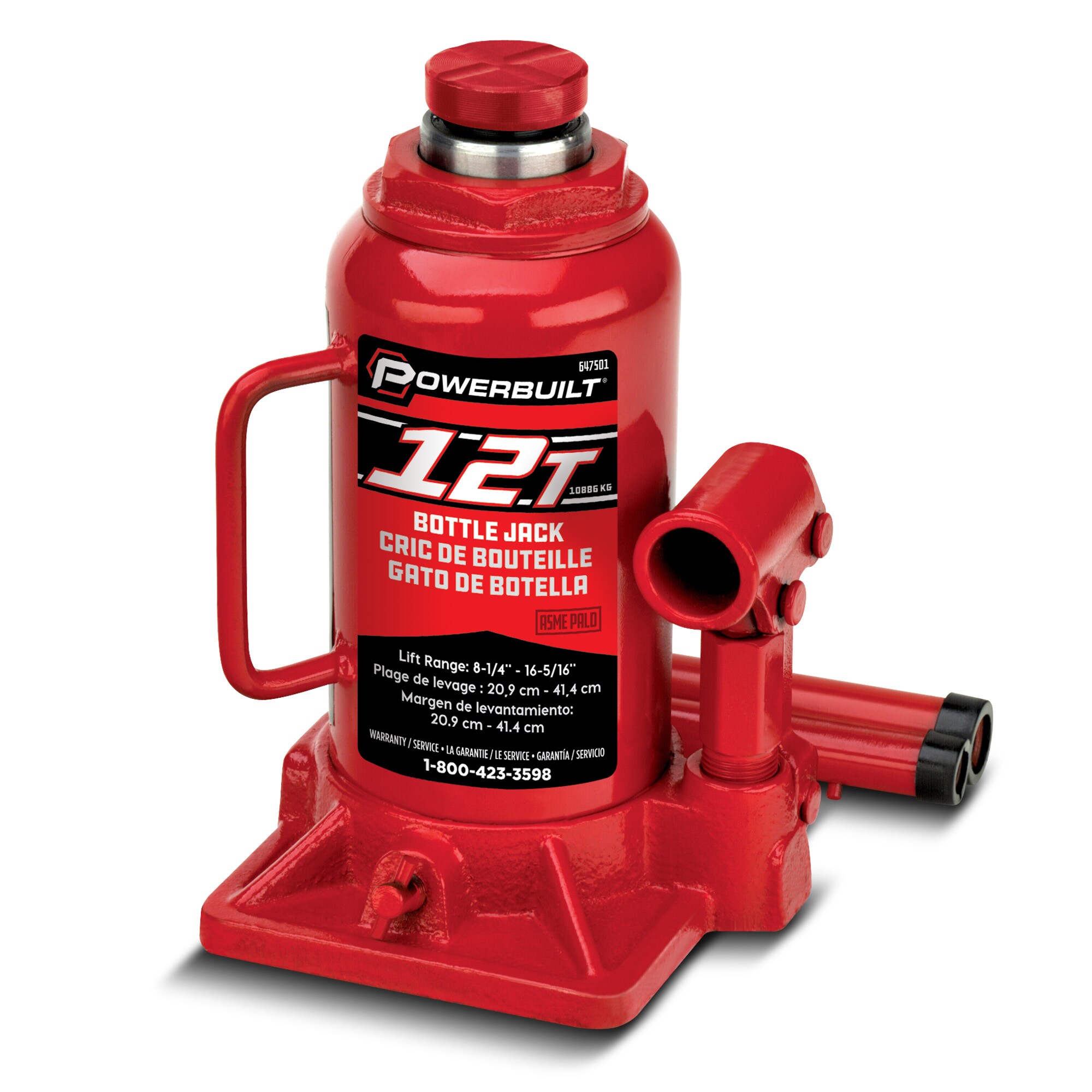 Powerbuilt Red 12-Ton Steel Hydraulic Bottle Jack in the Jacks ...