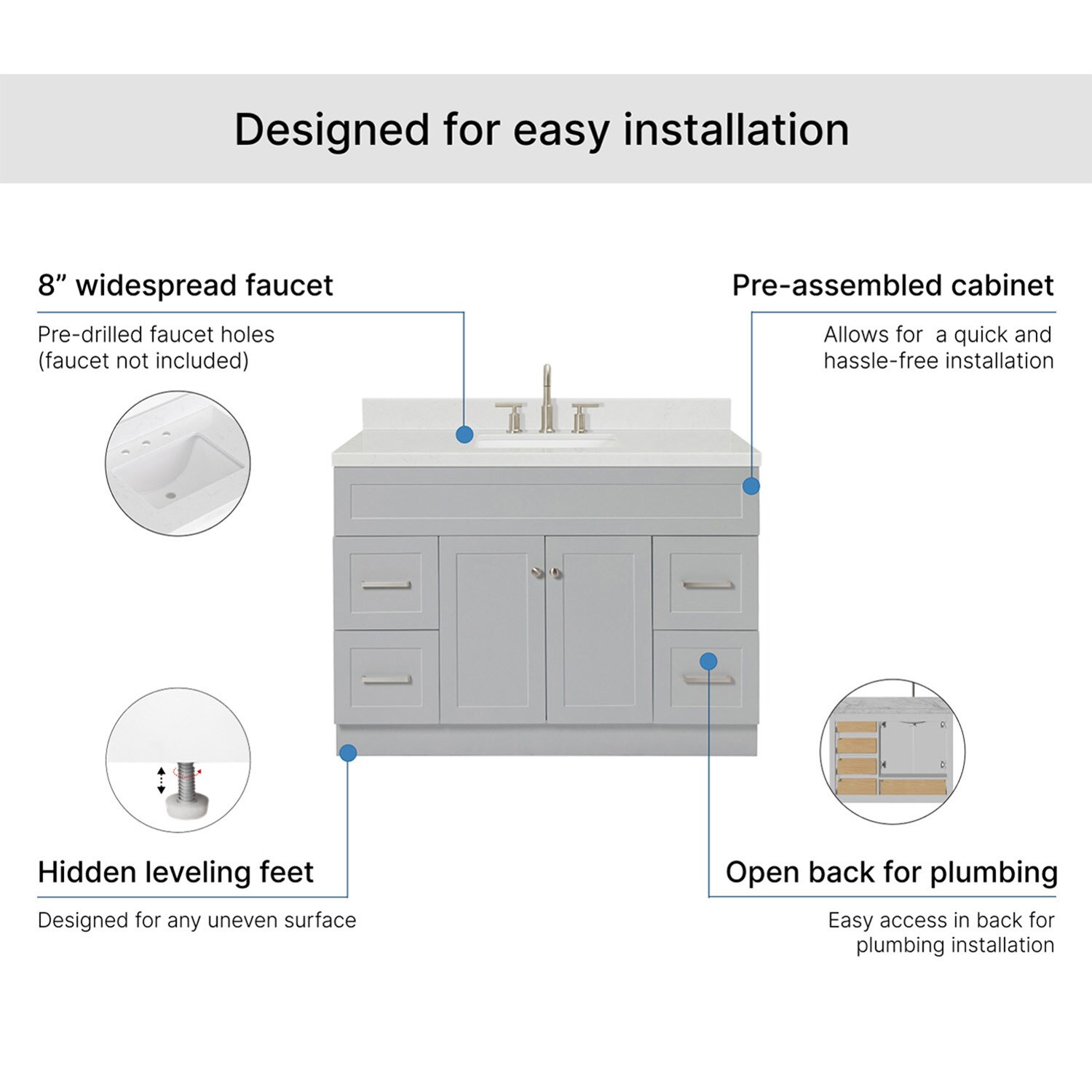 ARIEL F048SCQRVOGRY Bath-Vanity-Combo - View #6