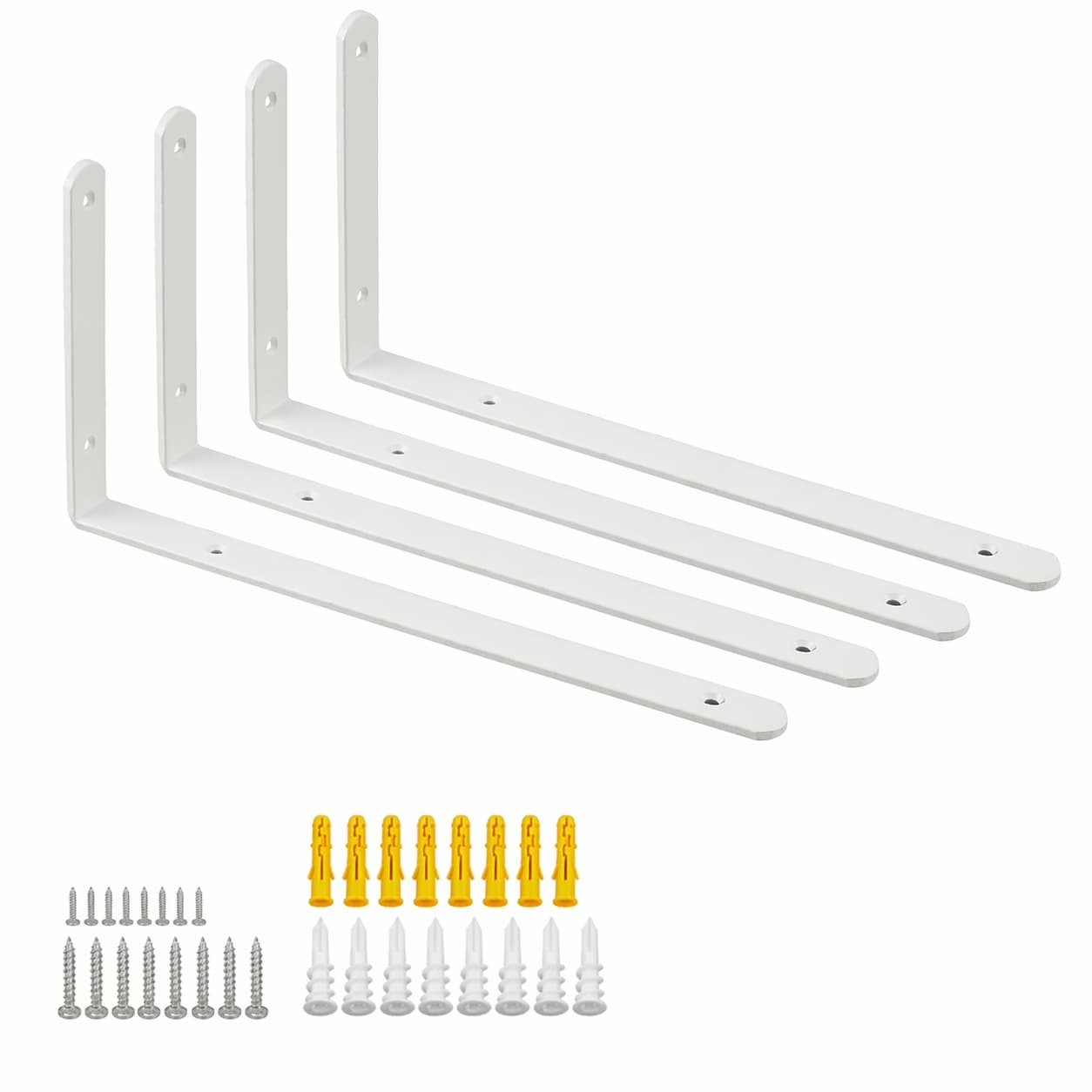 Aoibox  12 x 6 3 in Heavy Duty L Shaped Floating Shelf Brackets in White Metal with Concealed Design 4 Pack 4Pack