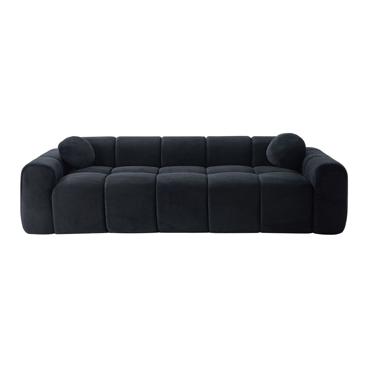 chillscreamni Black Corduroy Extra-Large 3-Seater Sofa for Spacious ...