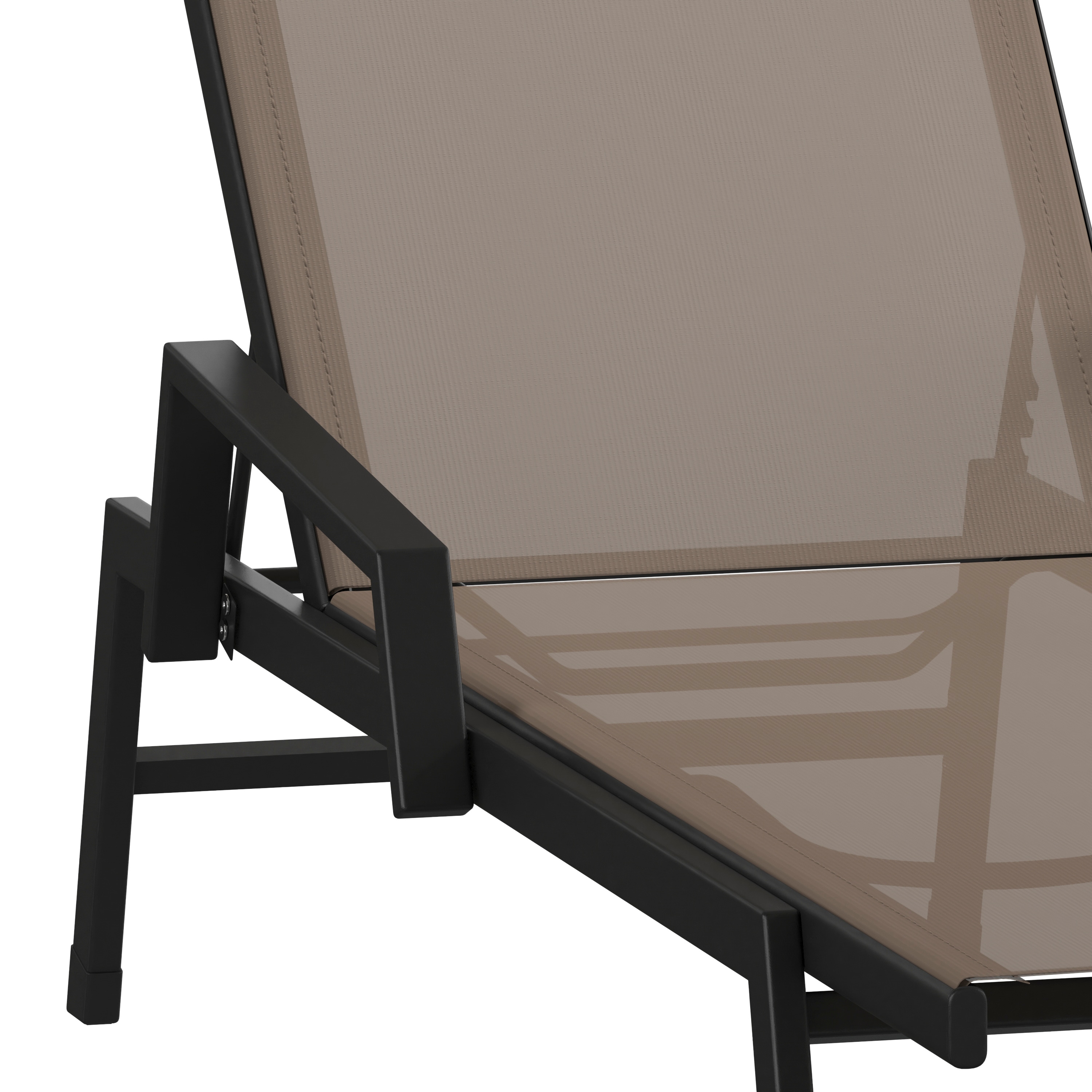 Brazos 62.5" Adjustable Outdoor Lounger in Black/Brown with Arms