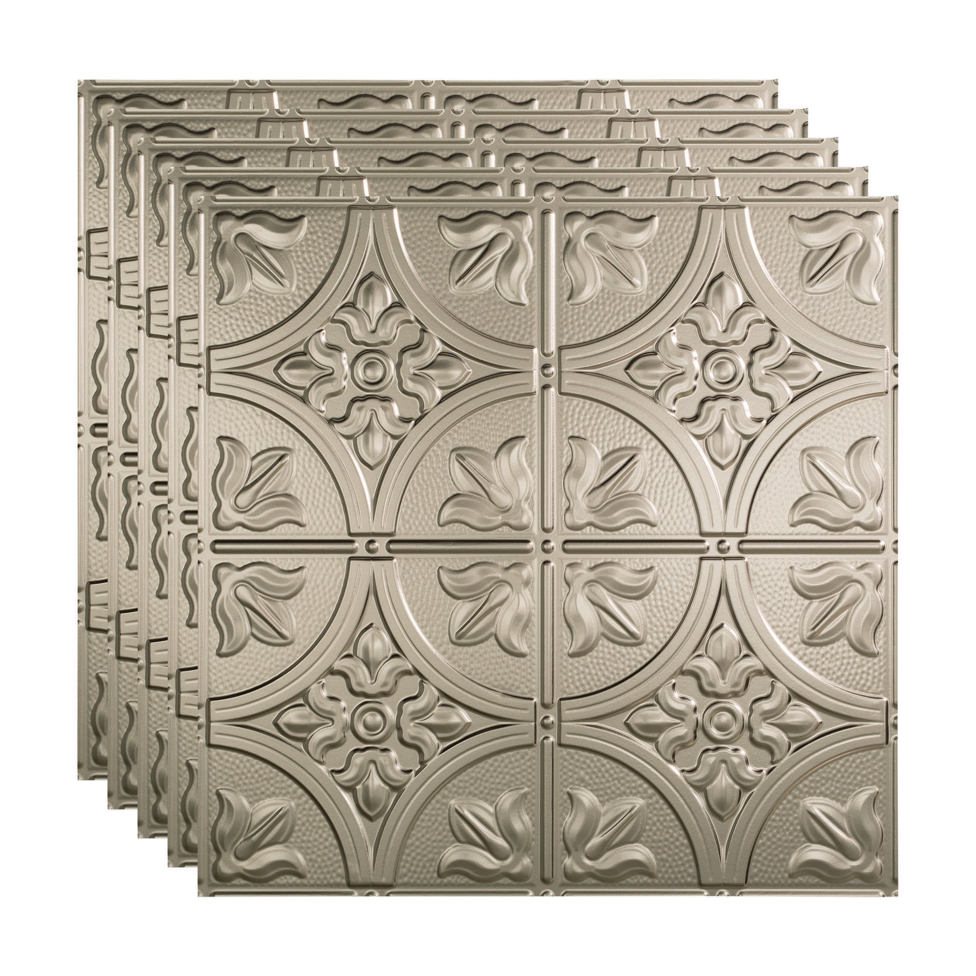 Fasade PL5229 2-ft x 2-ft Traditional 2 Brushed Nickel PVC Drop Ceiling Tile ( 5 -Pack, 20-Sq. Feet / Case )