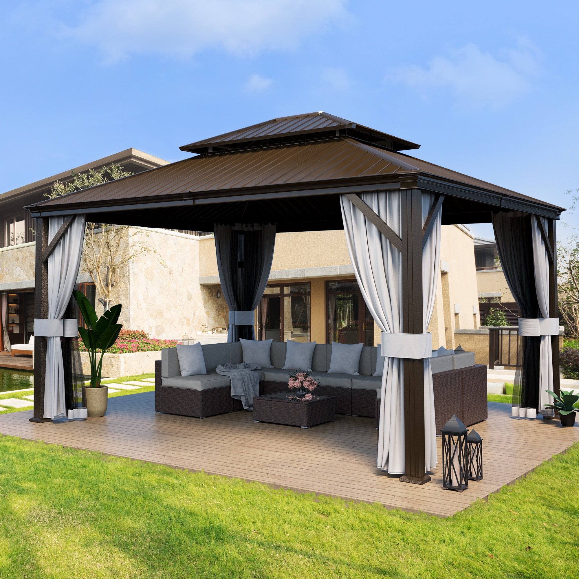 PamaPic ZP-YY-Z-1214-WL1 Wood-Resin-Gazebos - View #4