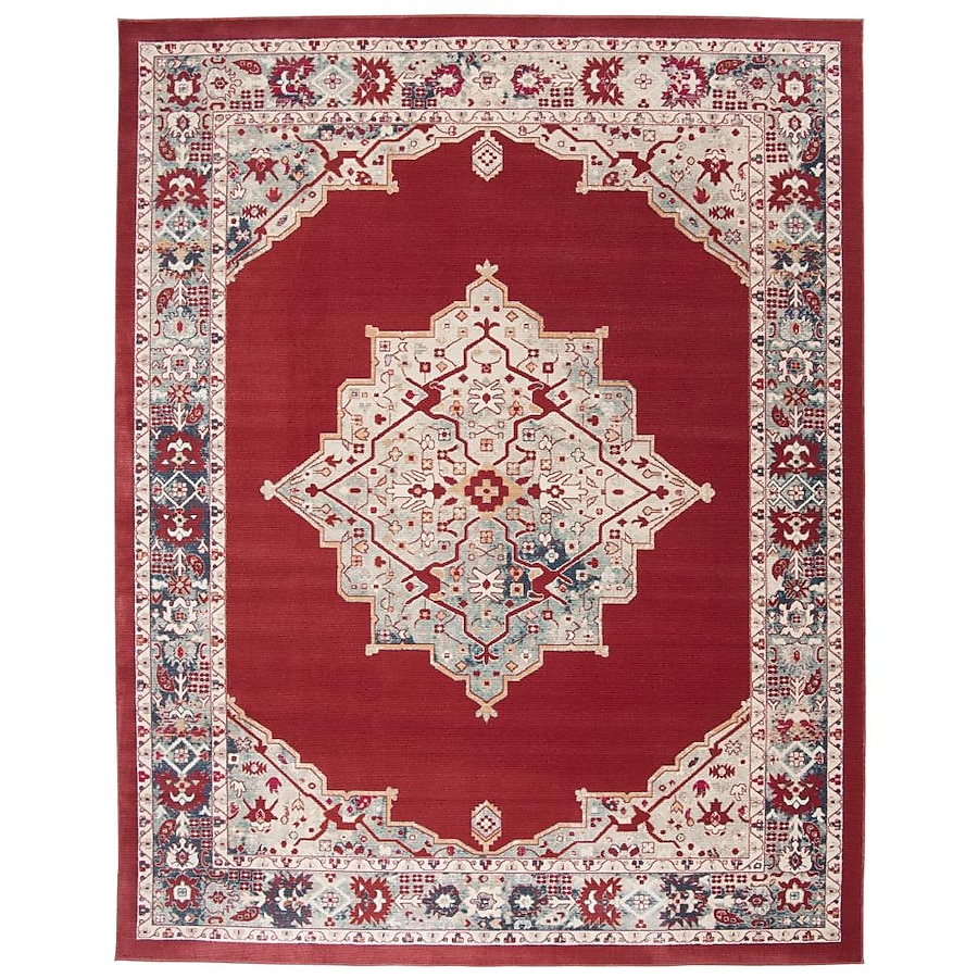 Safavieh Merlot Mitra 6 x 6 Red/Aqua Square Indoor Floral/Botanical Oriental Area Rug Safavieh Merlot Mitra 6 x 6 Red/Aqua Square Indoor Floral/Botanical Oriental Area Rug