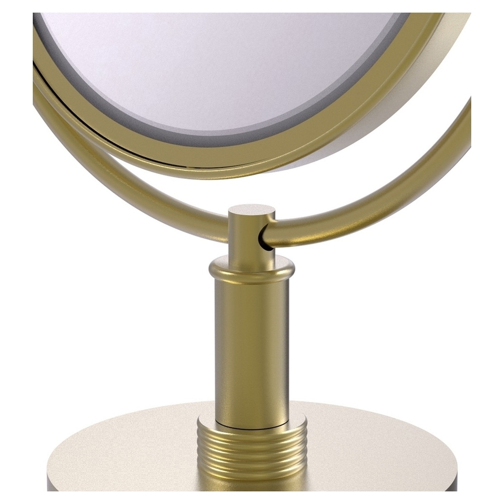 Allied Brass 8-in x 15-in Satin Brass Double-Sided Magnifying Countertop Vanity Mirror