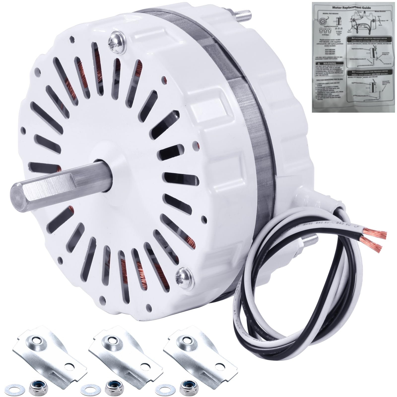 Etokfoks  white attic fan replacement motor kit F0510B2497 with brackets and nuts compatible with Lomanco 2000 series fans