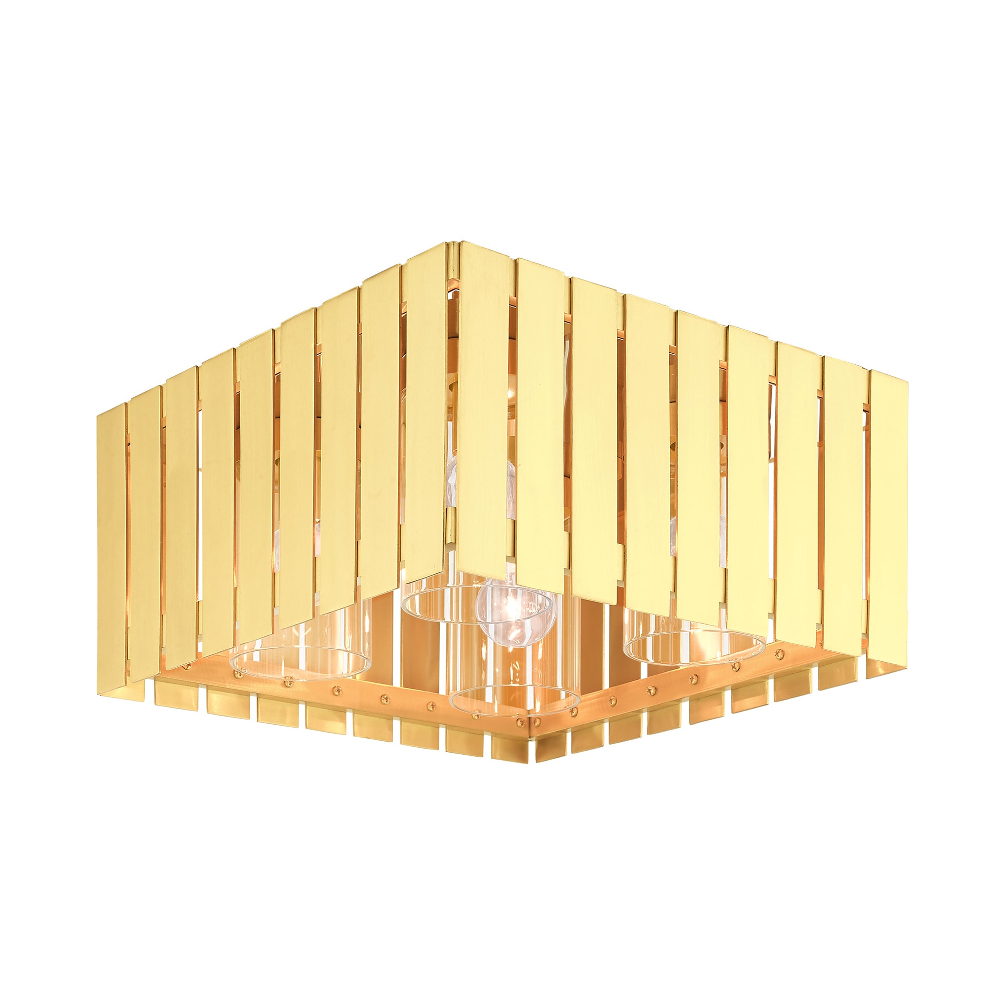 Satin Brass Greenwich Geometric 4-Light Indoor/Outdoor Flush Mount