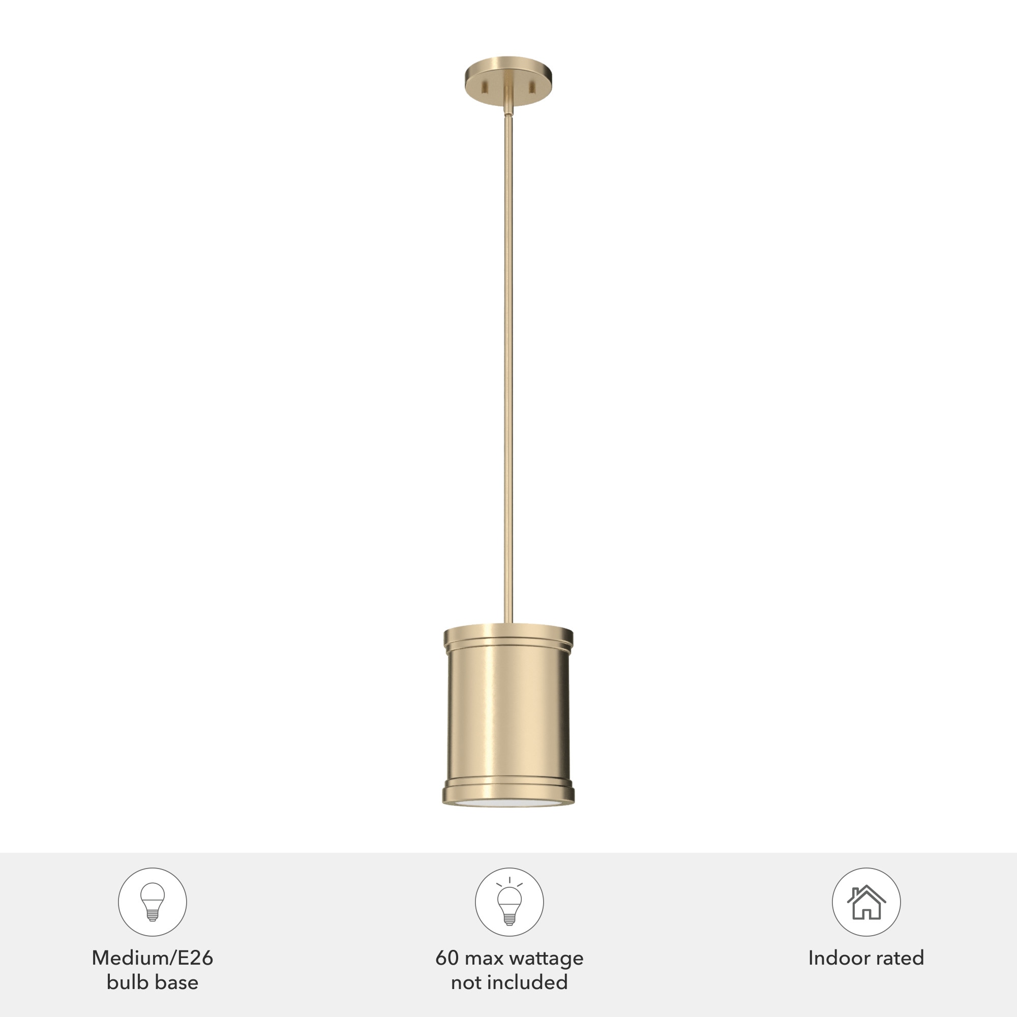 Alturas Gold Painted Cased White Glass Drum Pendant Light