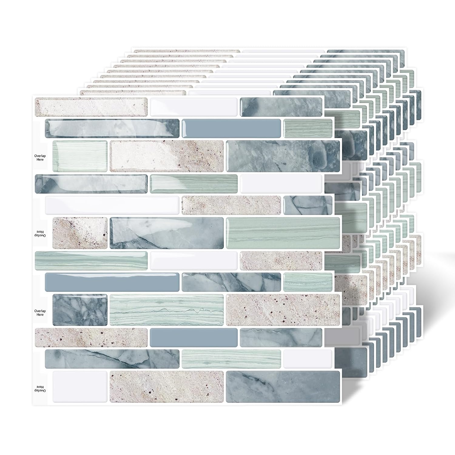 Luupatchy 3D Peel and Stick Backsplash Tile 12x12 Inch Self Adhesive Waterproof Wall Tiles for Kitchen and Bathroom 10-Sheet Pack