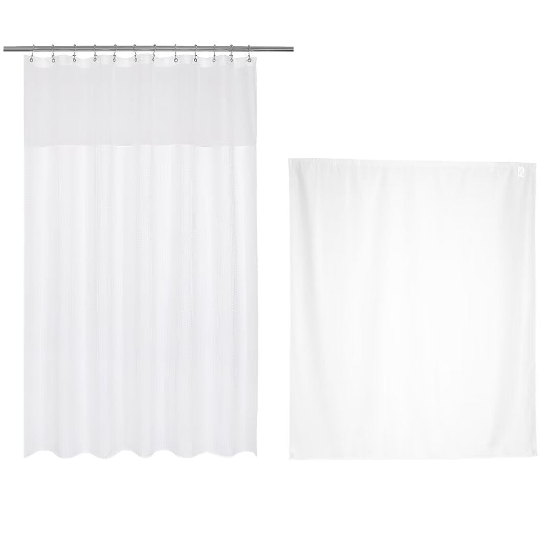 Awesome Home 70-in W x 54-in L White Fabric Polyester Snap-in Replacement Shower Curtain Liner