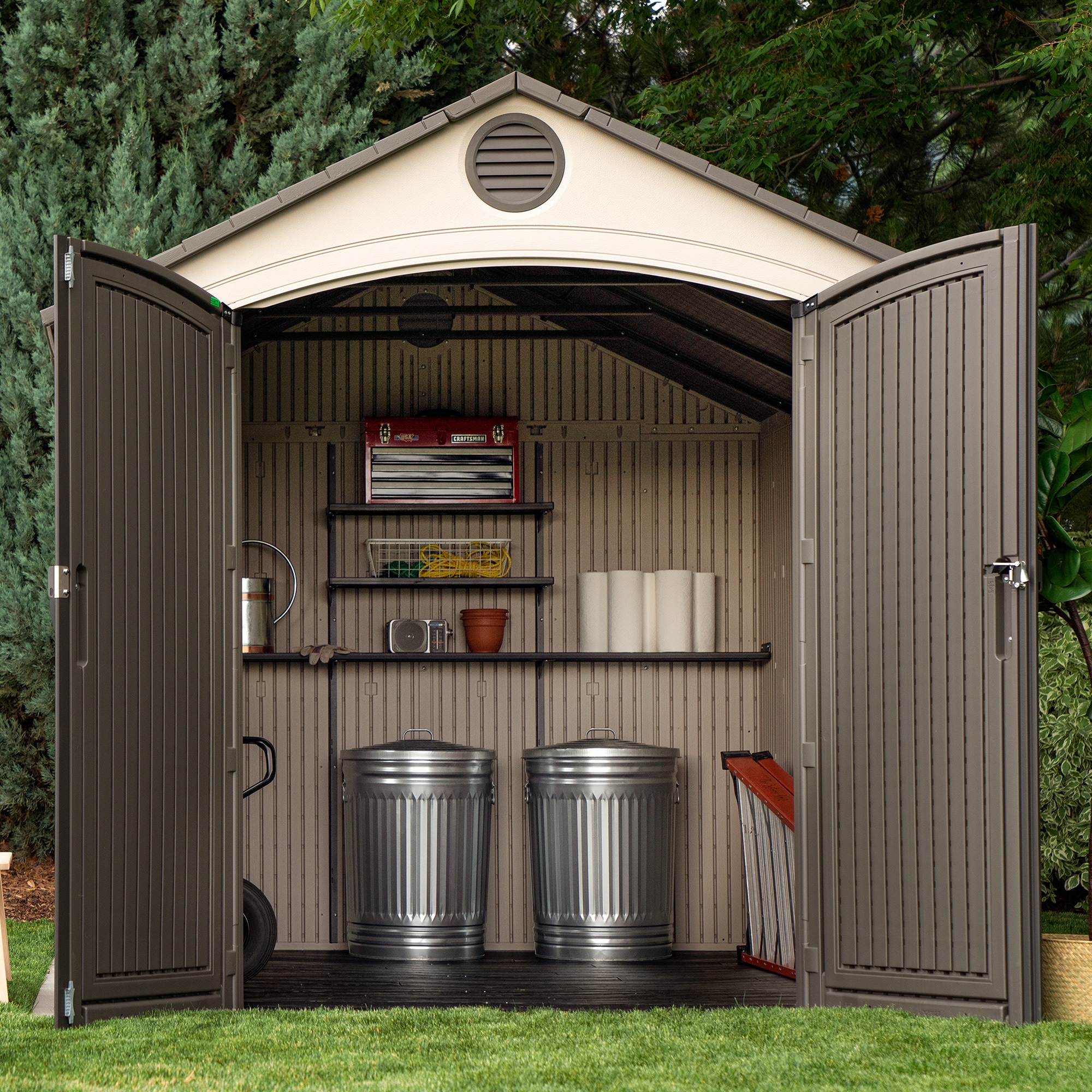 LIFETIME PRODUCTS 8-ft x 12-ft Lifetime Storage Shed Gable Resin Storage  Shed (Floor Included) in the Vinyl & Resin Storage Sheds department at