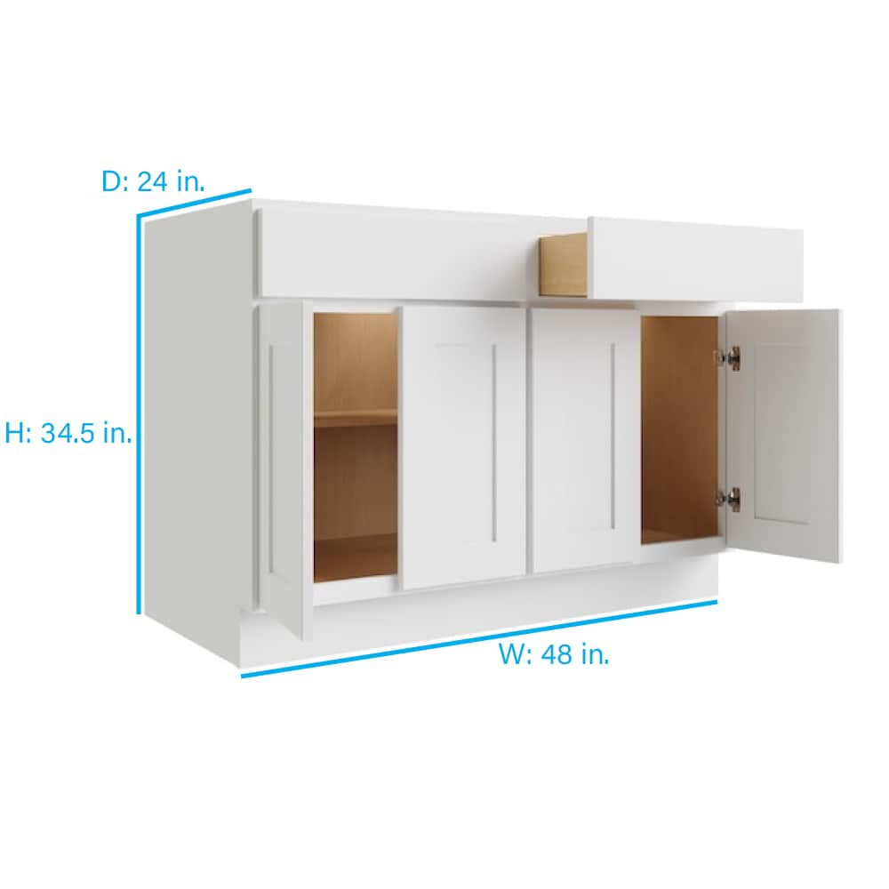 RELIABILT Parkstone 48-in W x 34.5-in H x 24-in D Espresso 2-Drawers Base Fully Assembled Plywood Cabinet (Flat Panel Shaker Style)