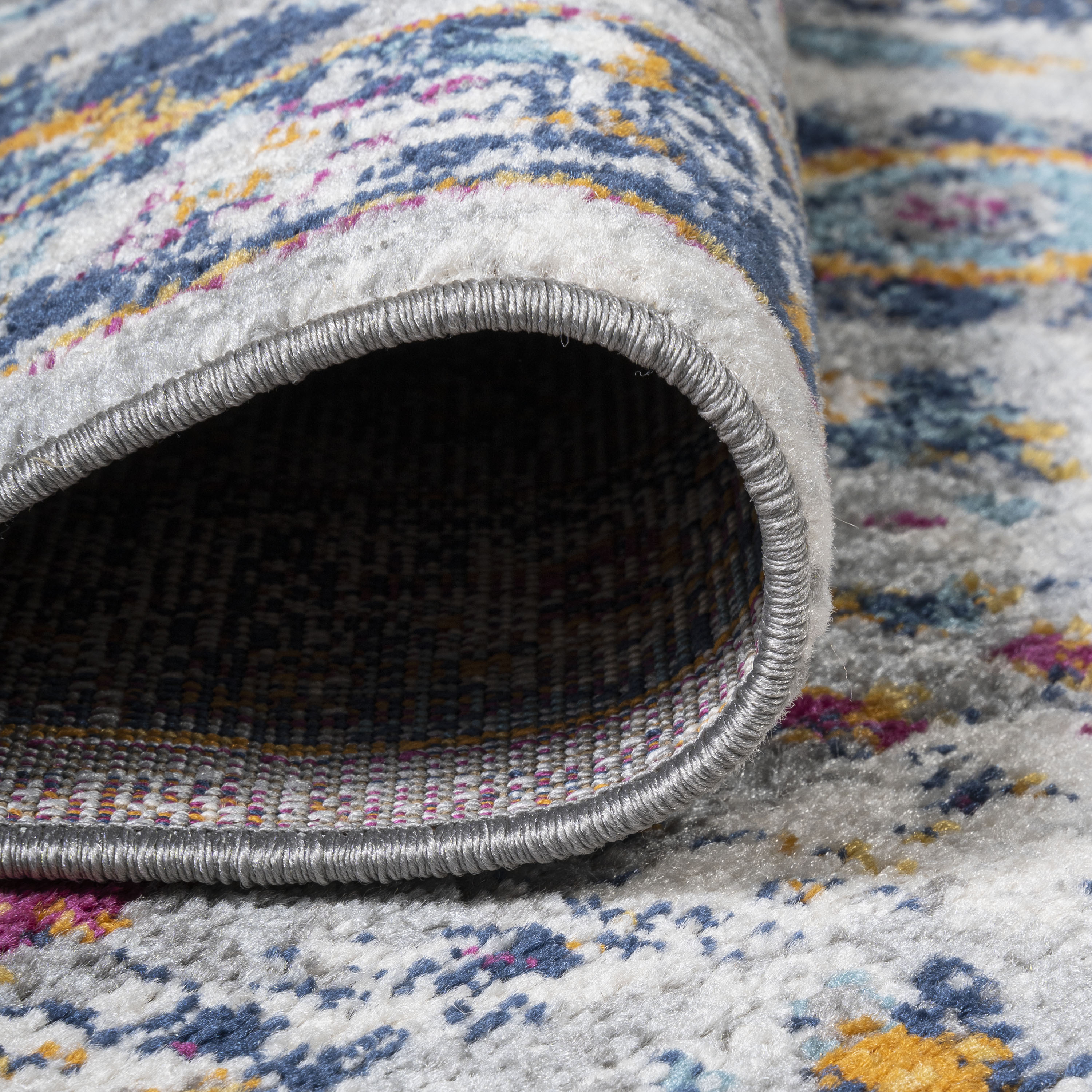 Izil Light Gray and Blue Synthetic Persian Area Rug, 8' x 10'