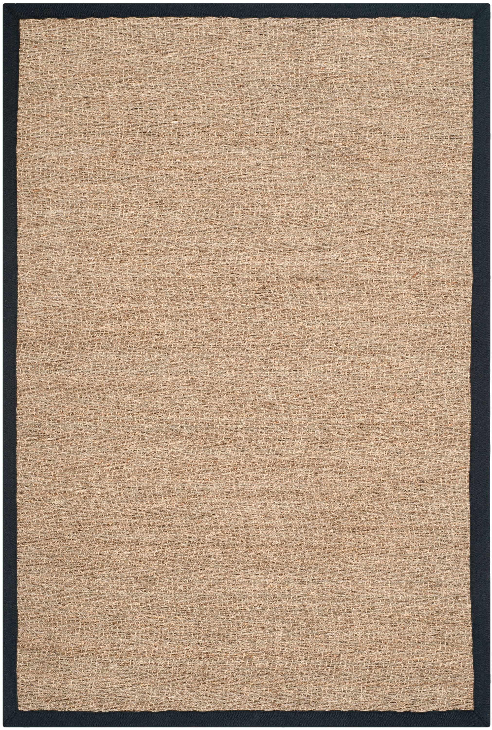 Natural and Black Hand-Knotted Cotton Area Rug 4' x 6'