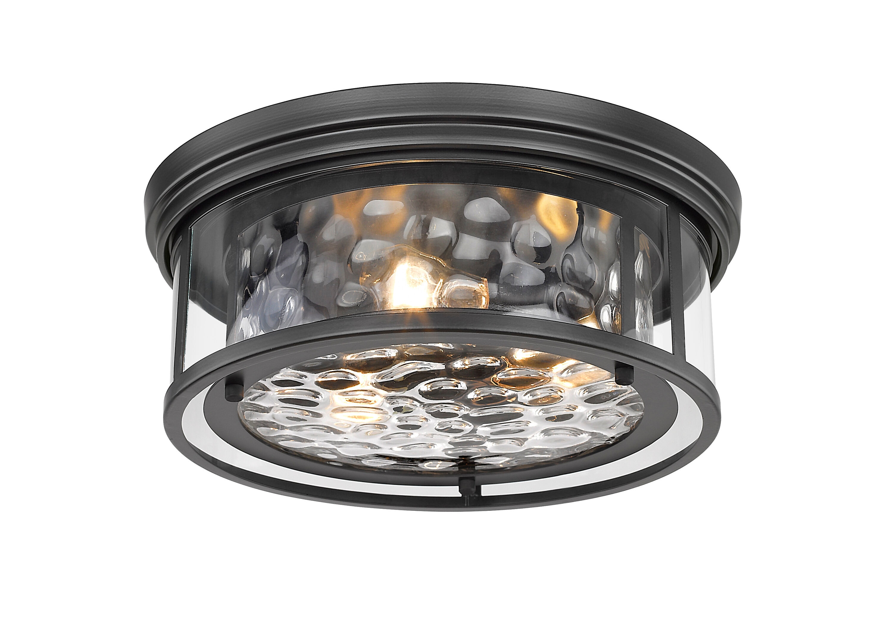 Matte Black and Clear Glass 3-Light Flush Mount Fixture