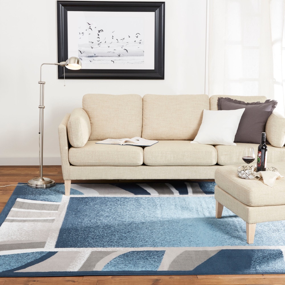 Home Dynamix 1-7542-309 Premium Rizzy 8 x 10 (ft) Loomed Polypropylene Blue Rectangular Indoor Border Area rug
