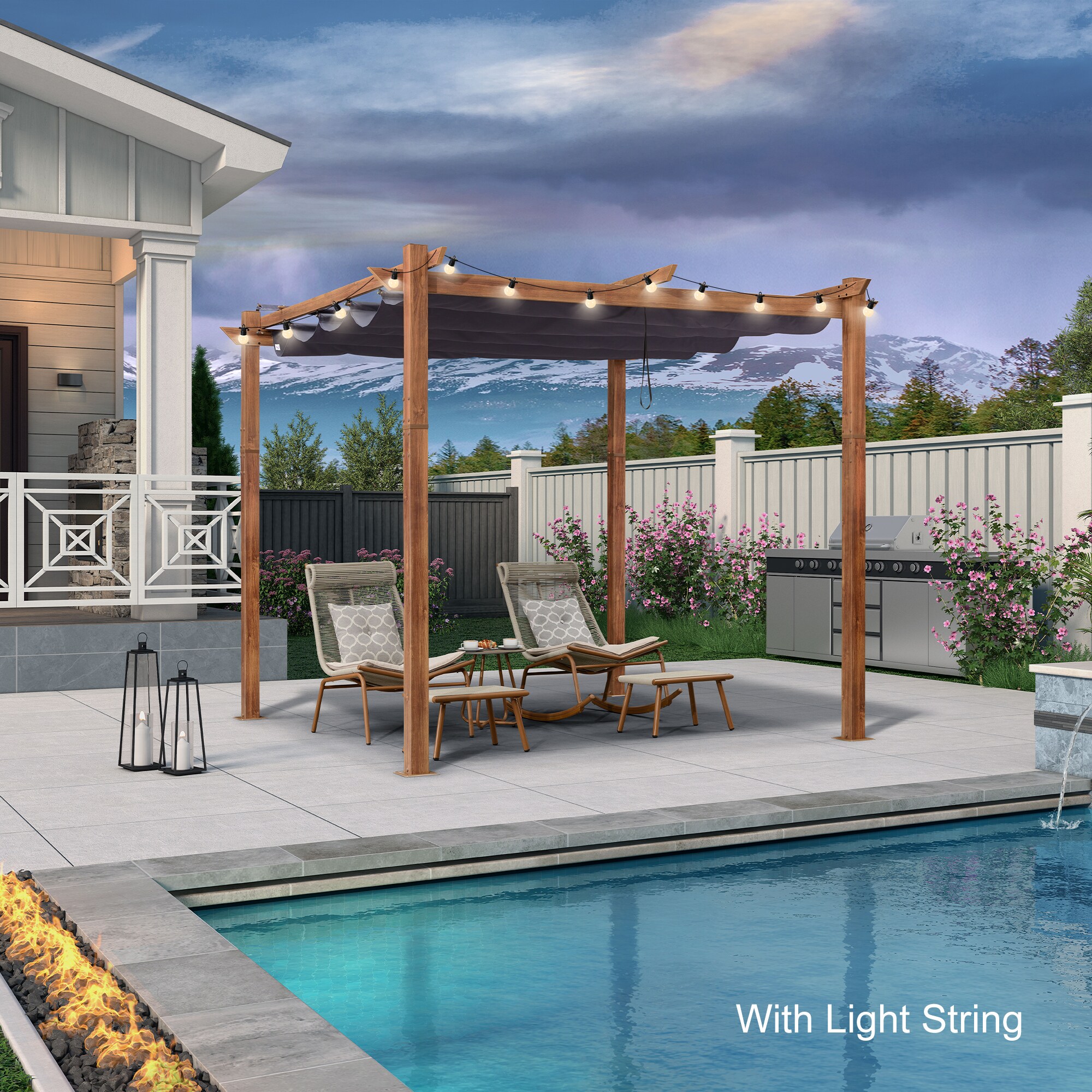 PURPLE LEAF LSDT06-YMPG-10NB 10-ft W x 10-ft L x 7-ft 6-in H Navy Blue Metal Freestanding Pergola with Canopy