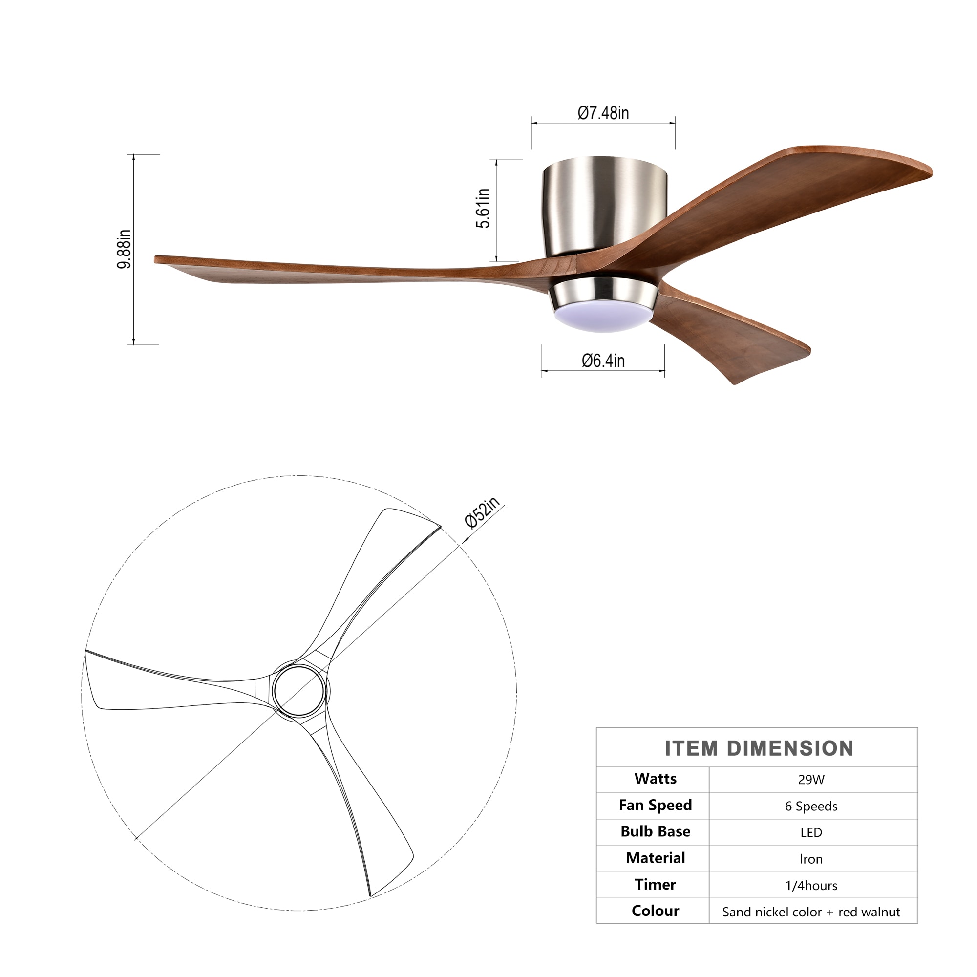 WELLFOR GYH42-1053-3BK Ceiling-Fans - View #4