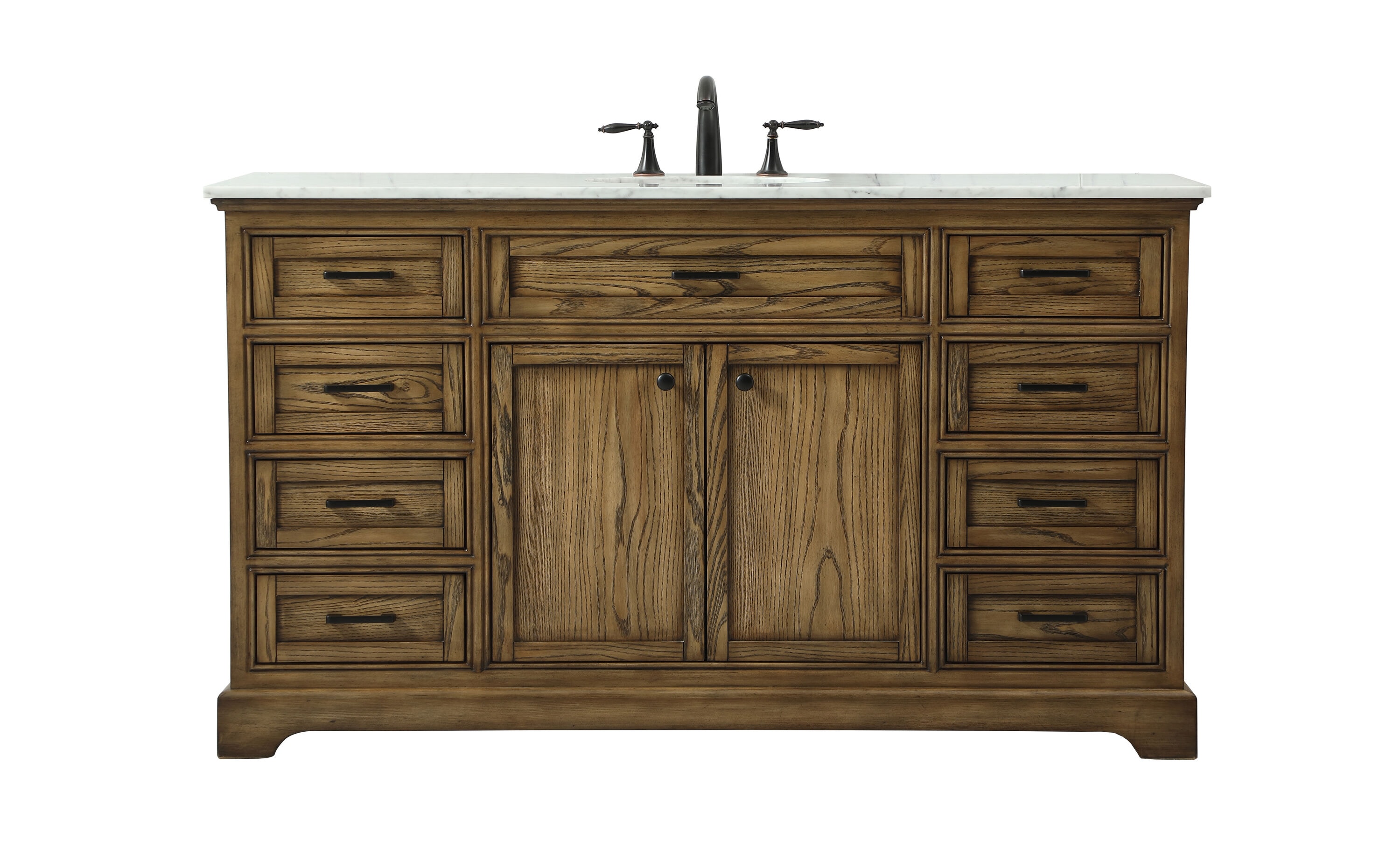 Elegant Decor HF45180DW Home Furnishing 60-in Driftwood Single sink Bathroom Vanity with CarraraWhite Marble Top