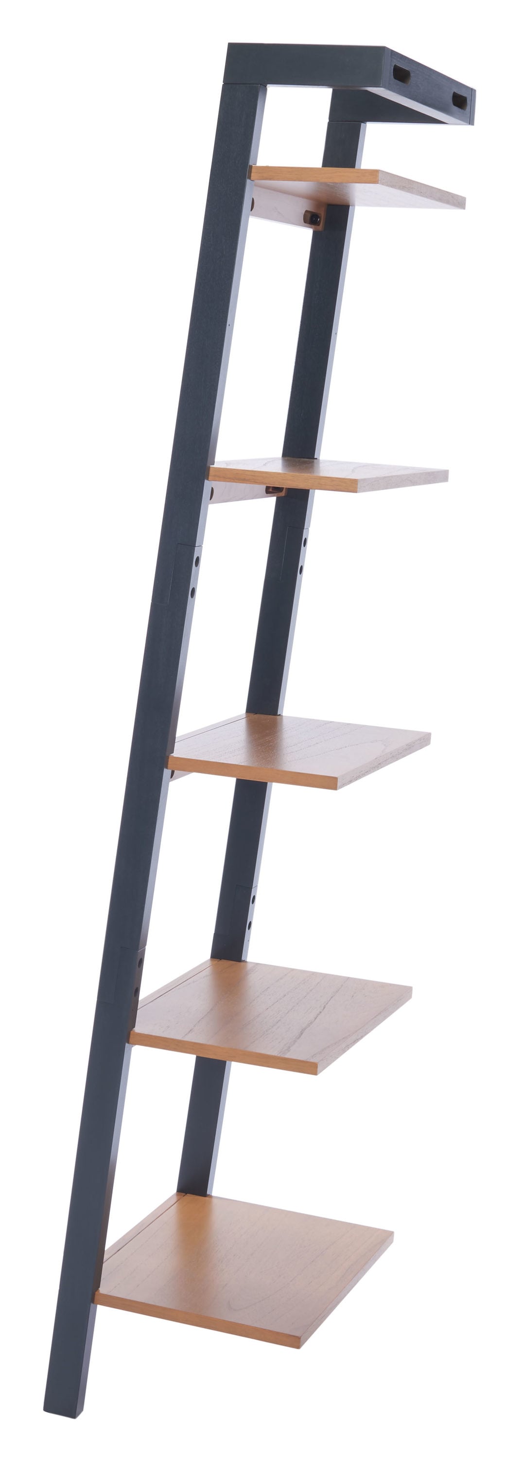 Natural Charcoal Mahogany 5-Tier Leaning Etagere
